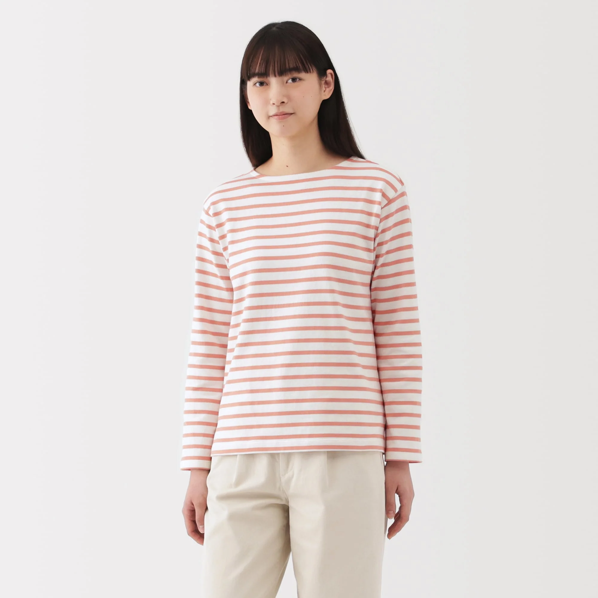 Women's Heavy Weight Boat Neck Long Sleeve Striped T-Shirt - Image 11