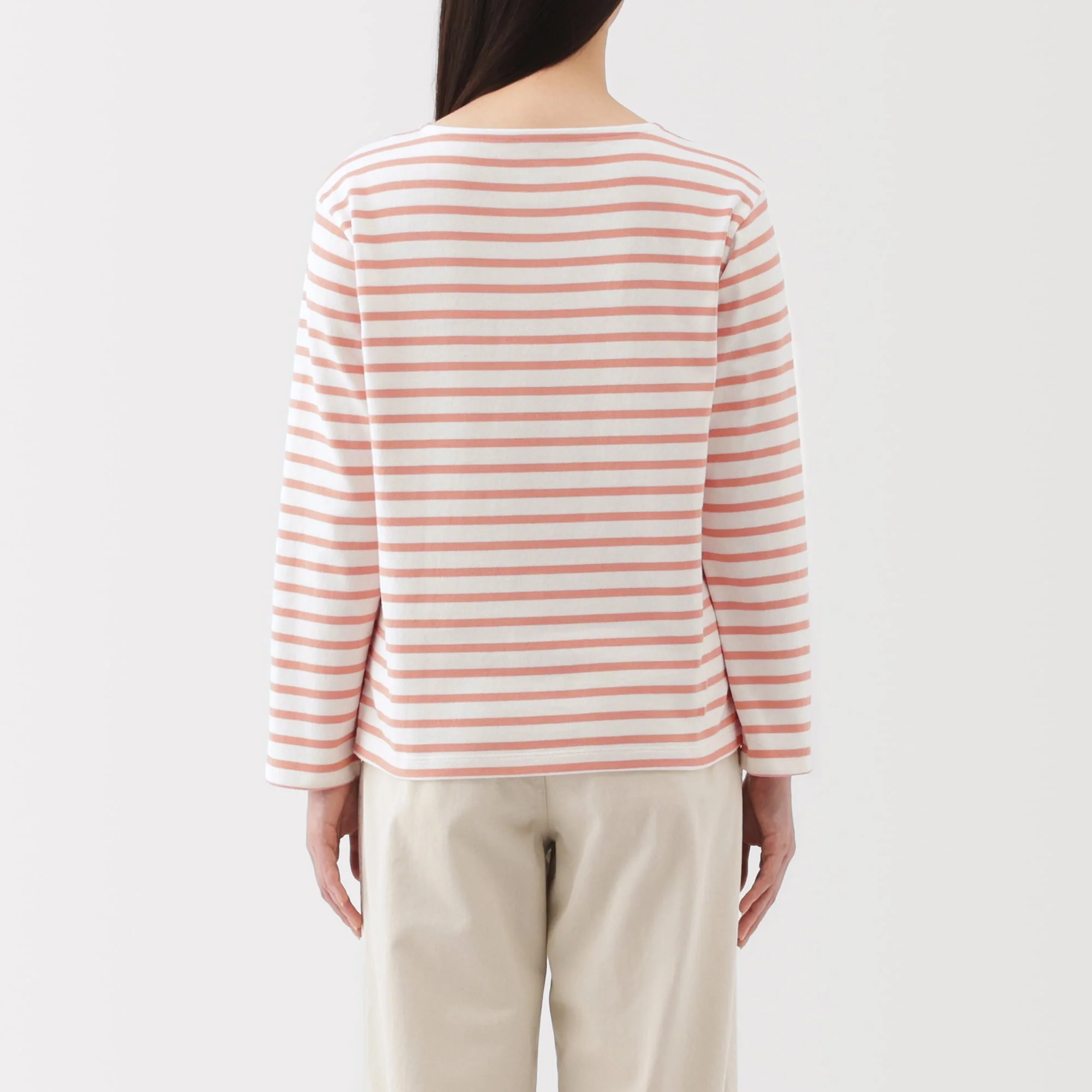 Women's Heavy Weight Boat Neck Long Sleeve Striped T-Shirt - Image 14