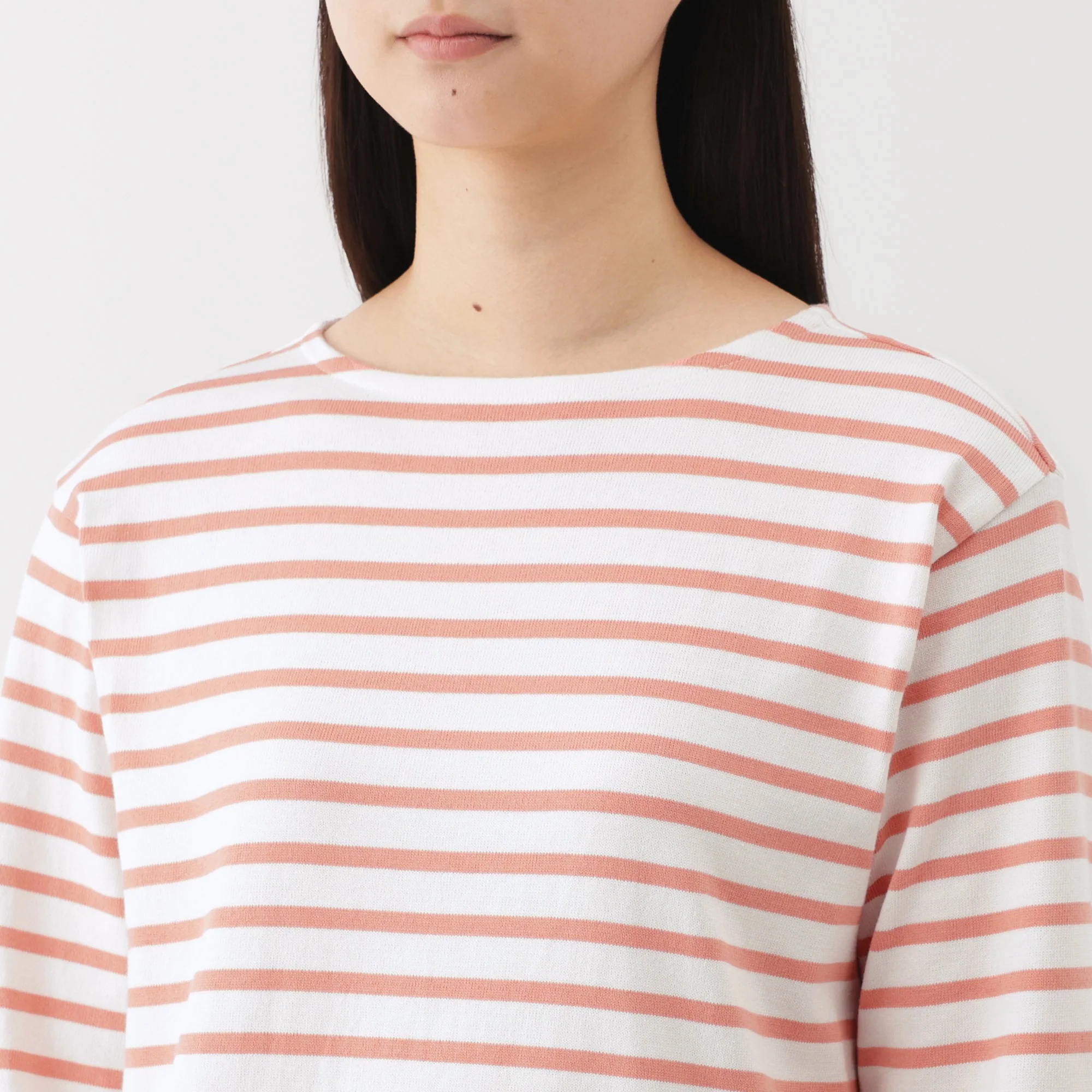 Women's Heavy Weight Boat Neck Long Sleeve Striped T-Shirt - Image 15