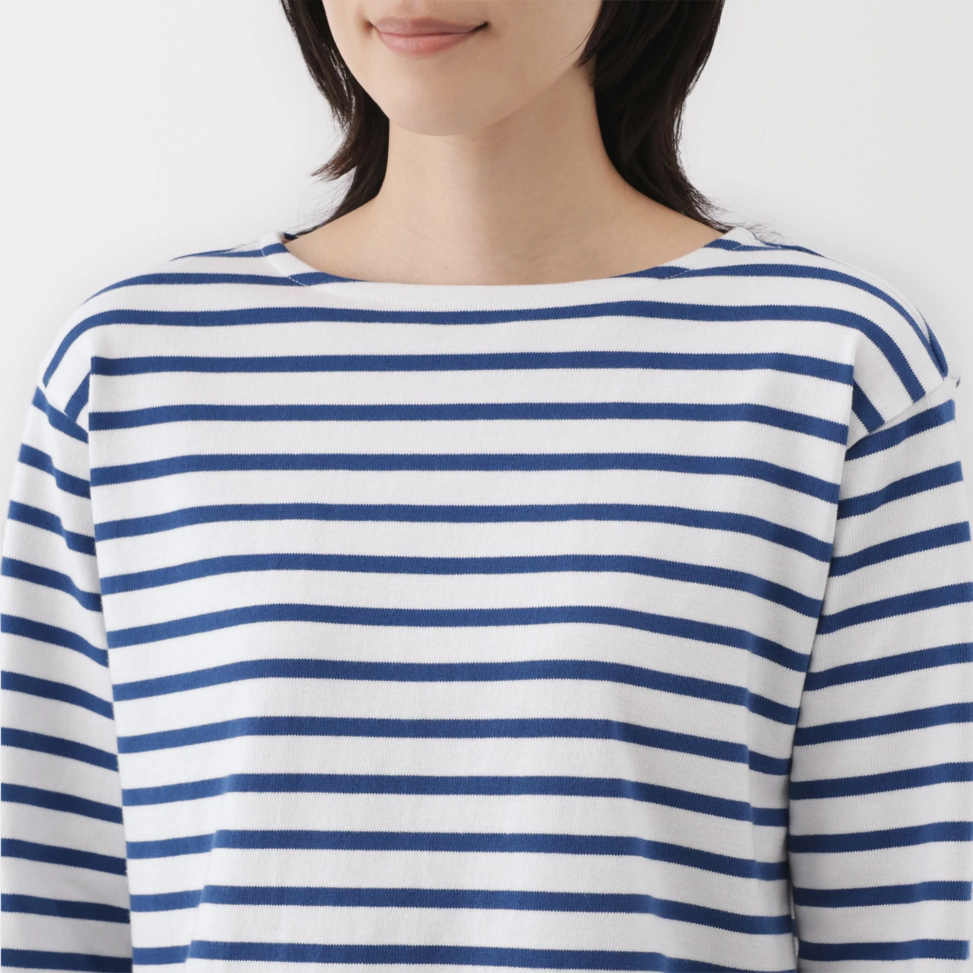 Women's Heavy Weight Boat Neck Long Sleeve Striped T-Shirt - Image 23