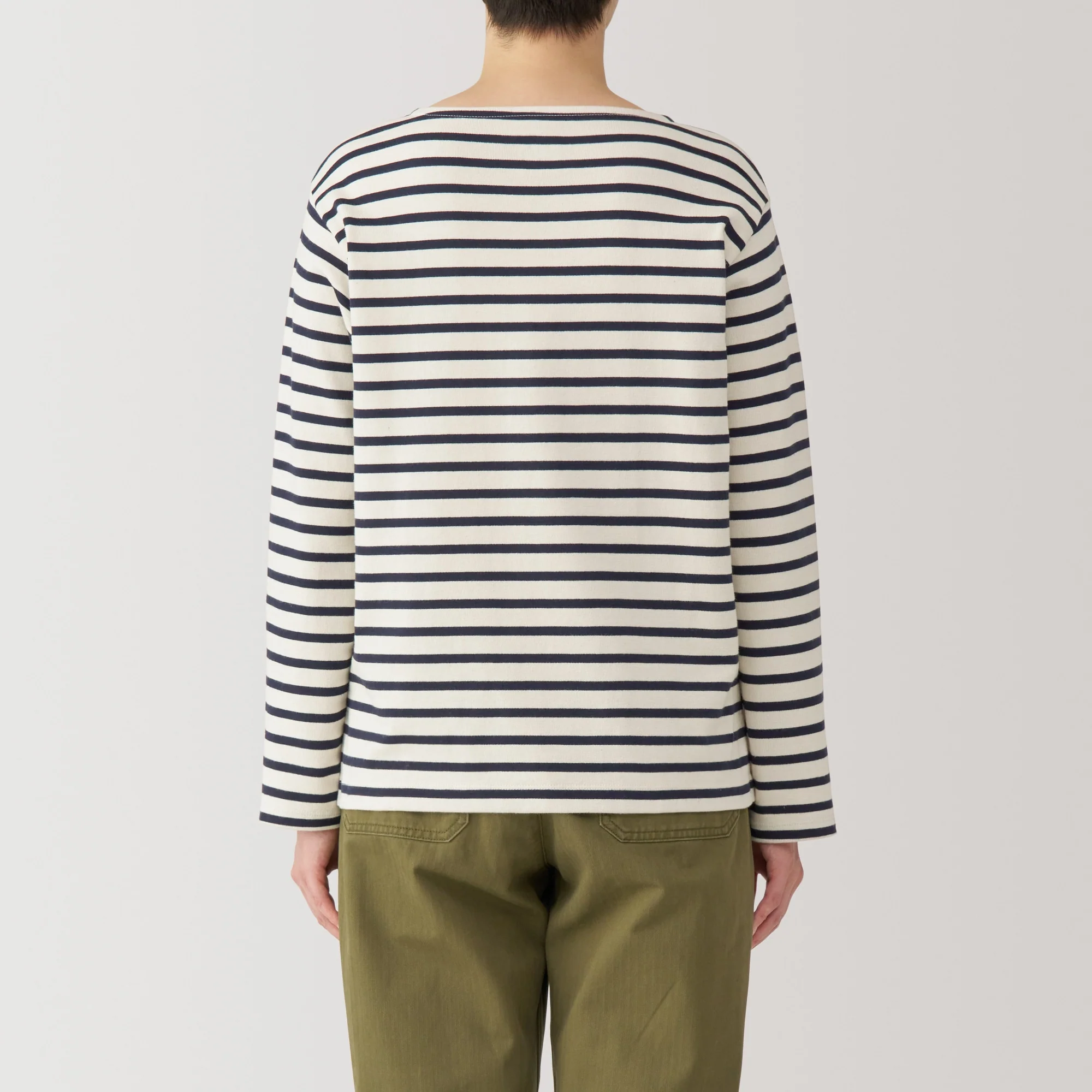 Women's Heavy Weight Boat Neck Long Sleeve Striped T-Shirt - Image 30