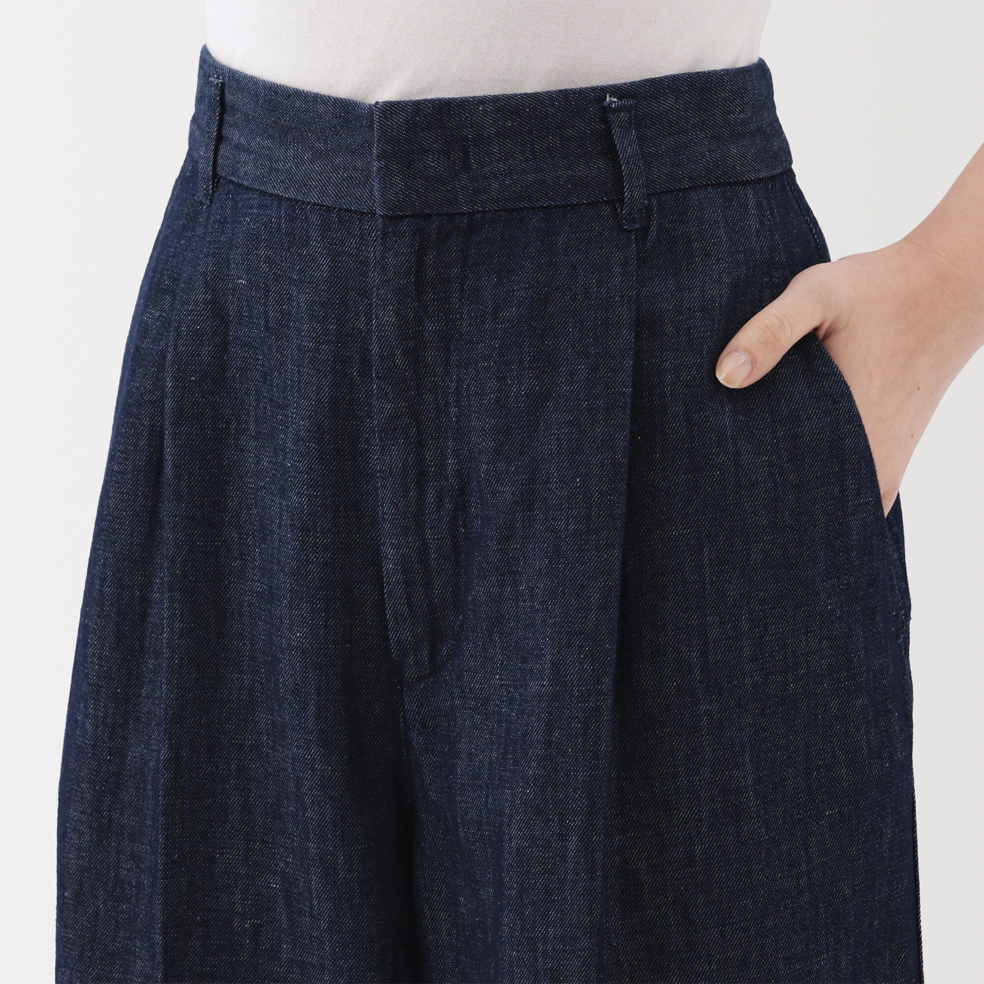 Women's Hemp Blend Denim Darted Wide Pants - Image 5