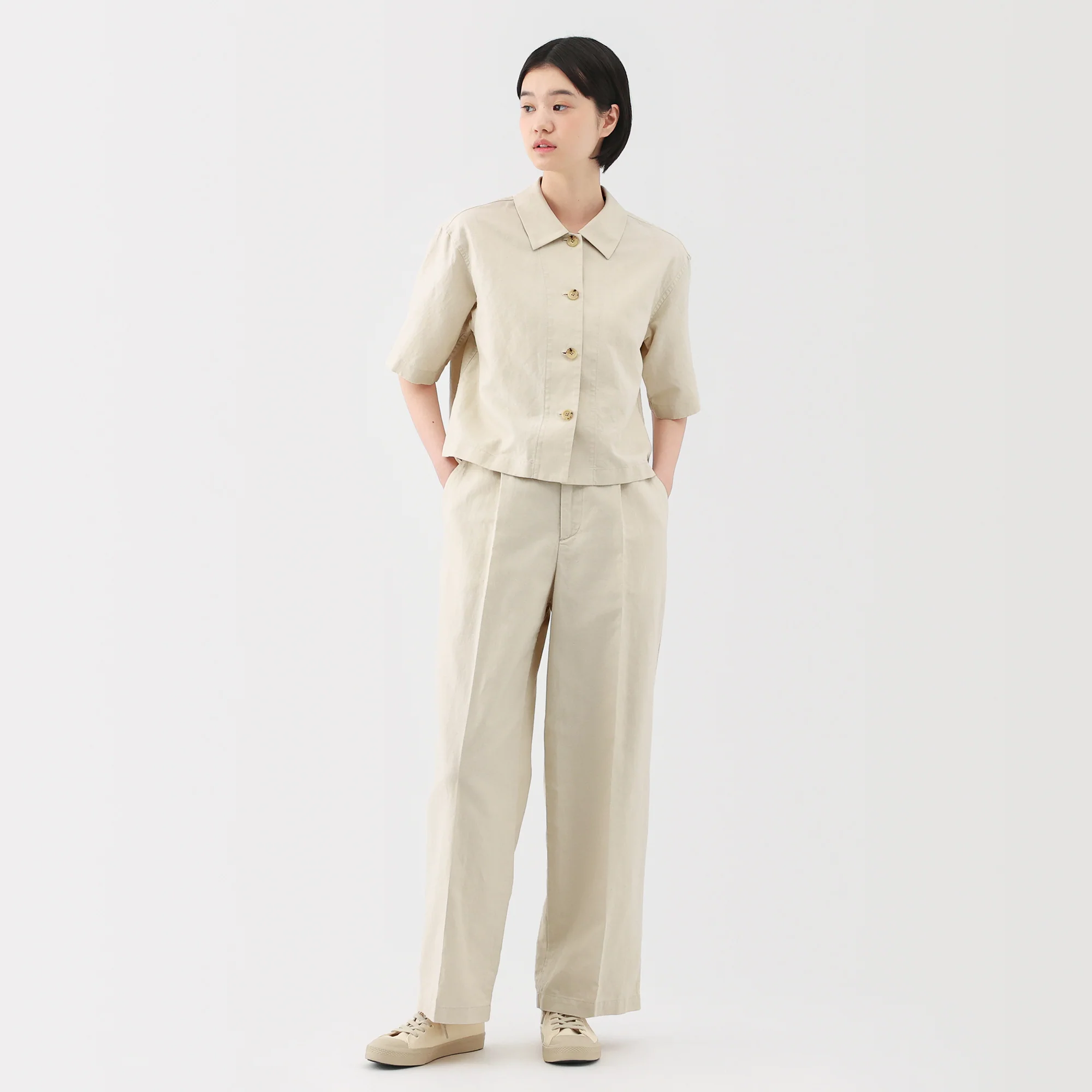 Women's Hemp Blend Twill Darted Wide Pants - Image 13