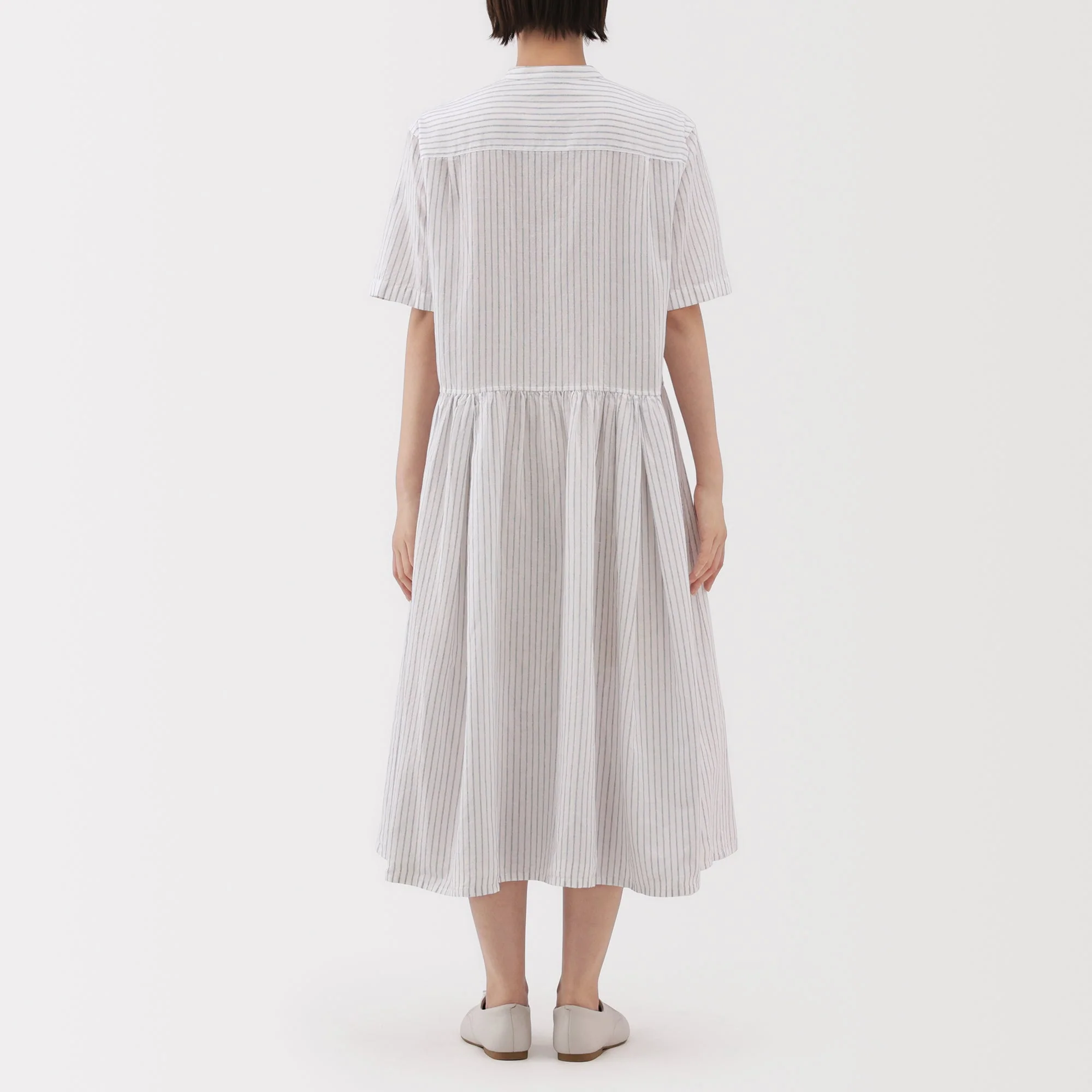 Hemp Cotton Short Sleeve Striped Dress - Image 6