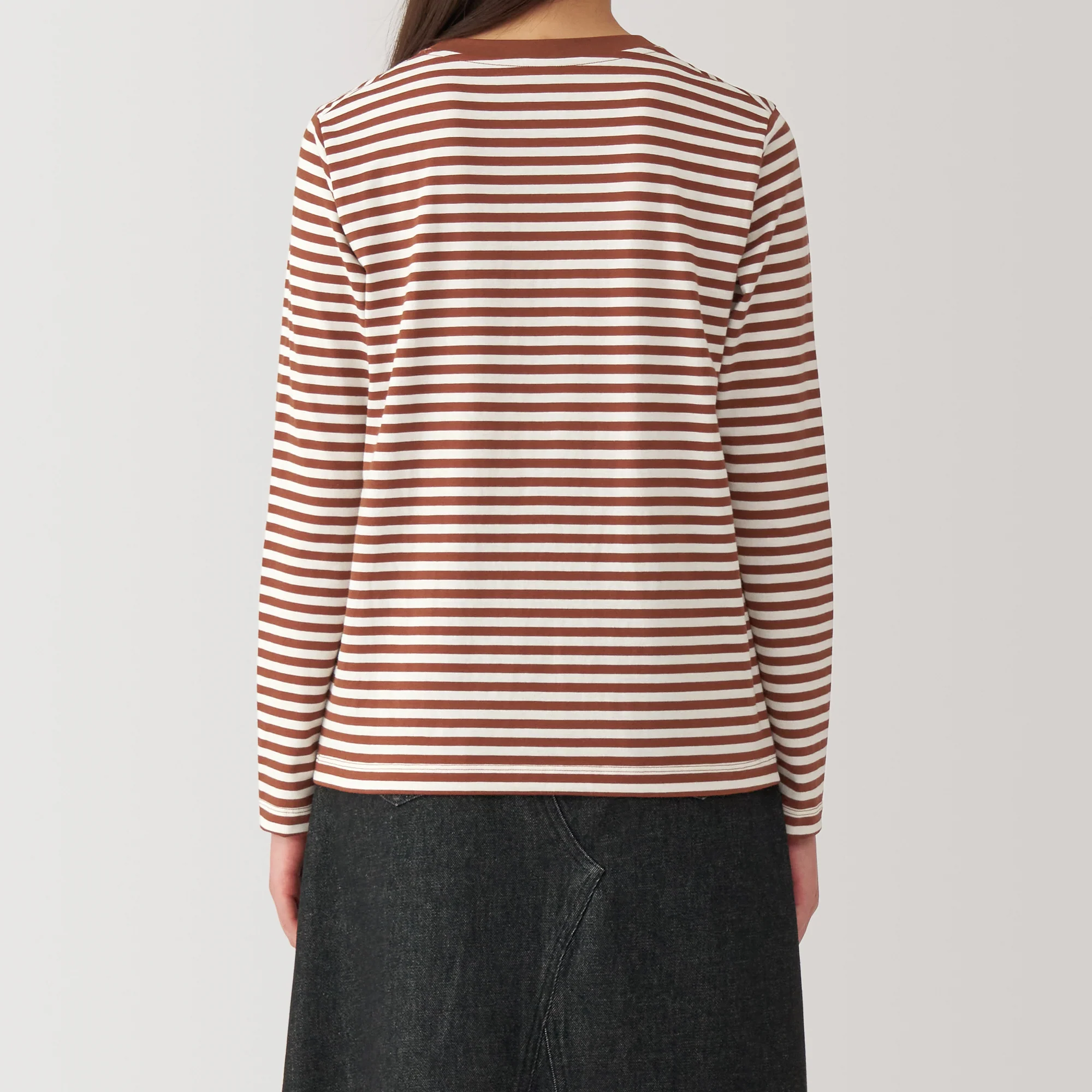 Women's Jersey Crew Neck Long Sleeve Striped T-Shirt - Image 22