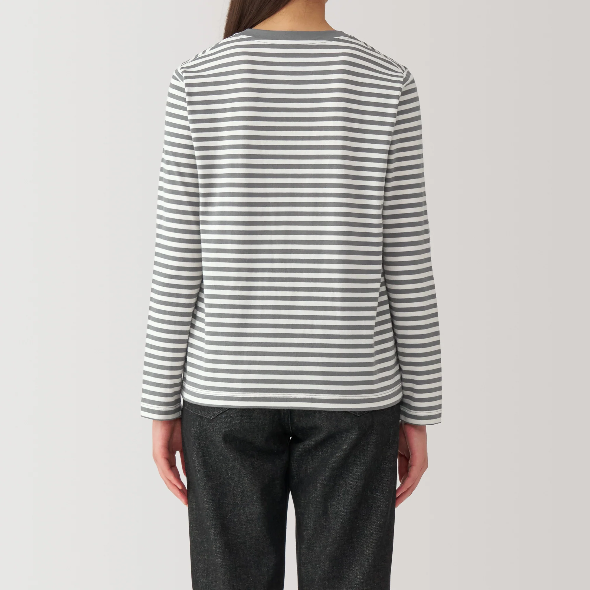 Women's Jersey Crew Neck Long Sleeve Striped T-Shirt - Image 6