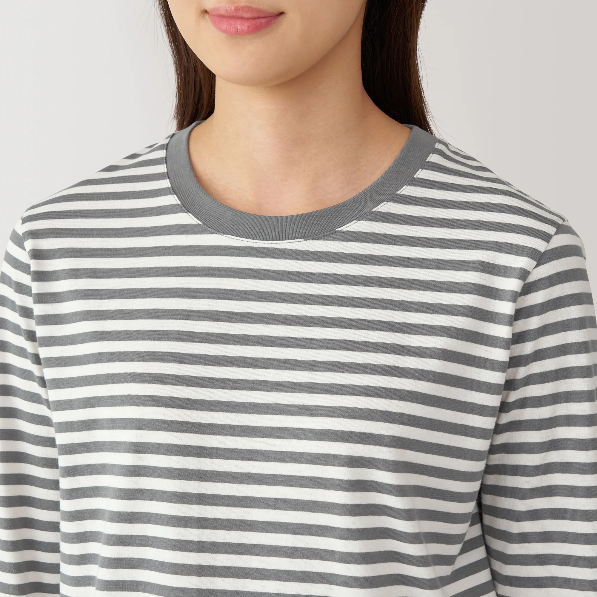 Women's Jersey Crew Neck Long Sleeve Striped T-Shirt - Image 7