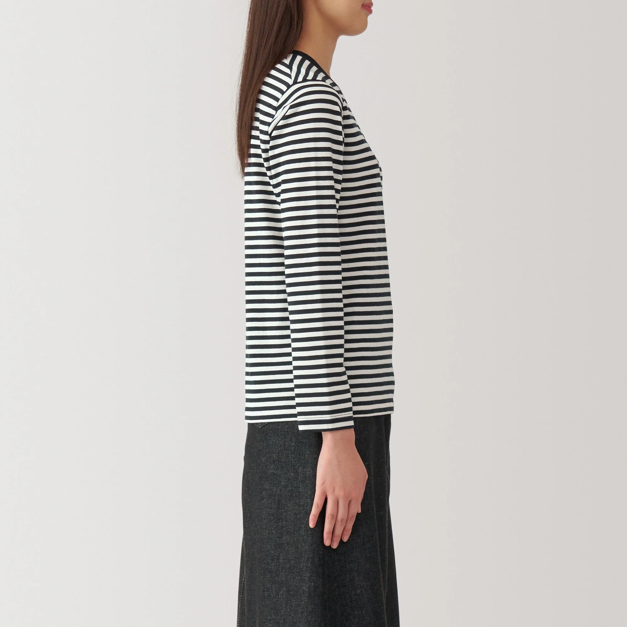 Women's Jersey Crew Neck Long Sleeve Striped T-Shirt - Image 13