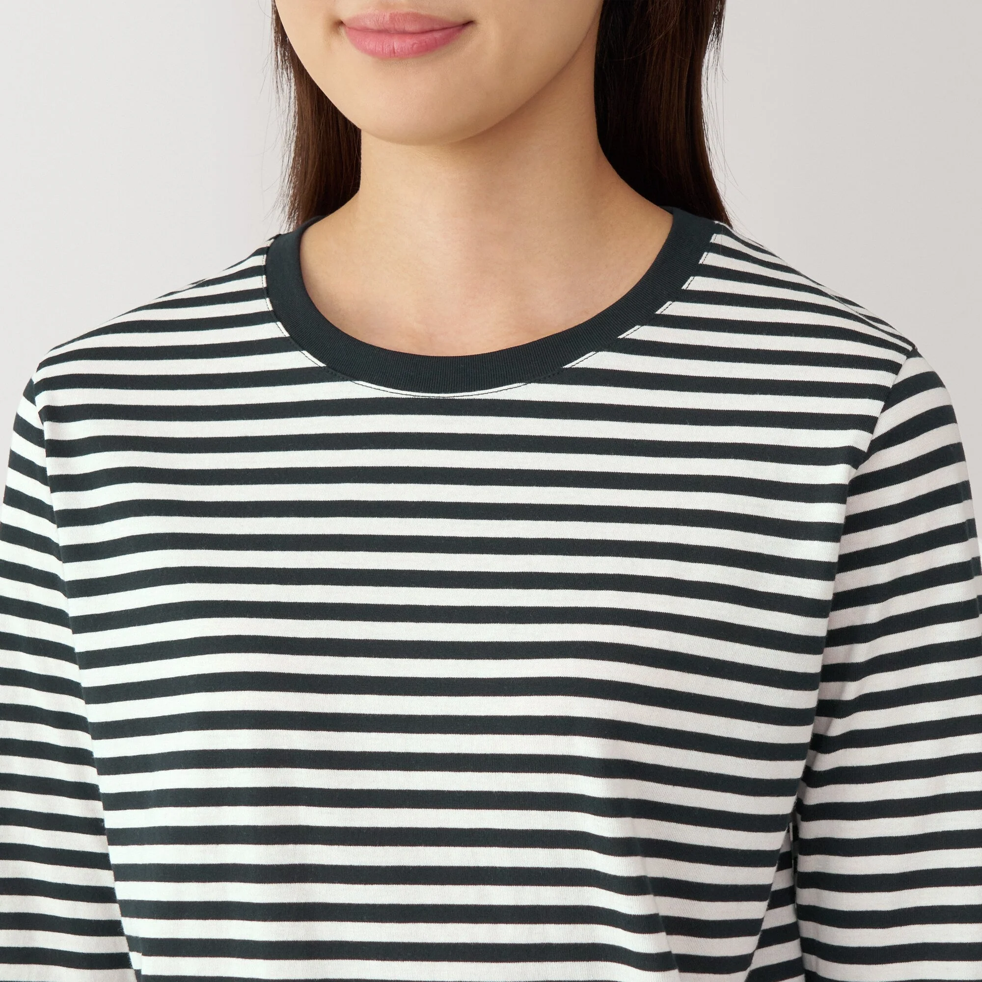 Women's Jersey Crew Neck Long Sleeve Striped T-Shirt - Image 15