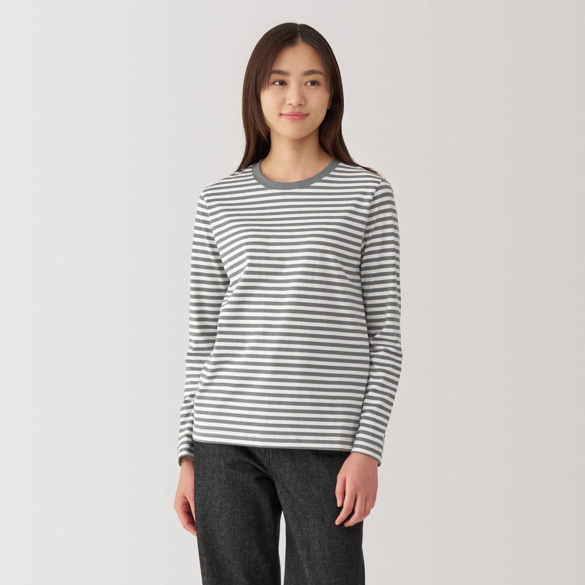 Women's Jersey Crew Neck Long Sleeve Striped T-Shirt - Image 3