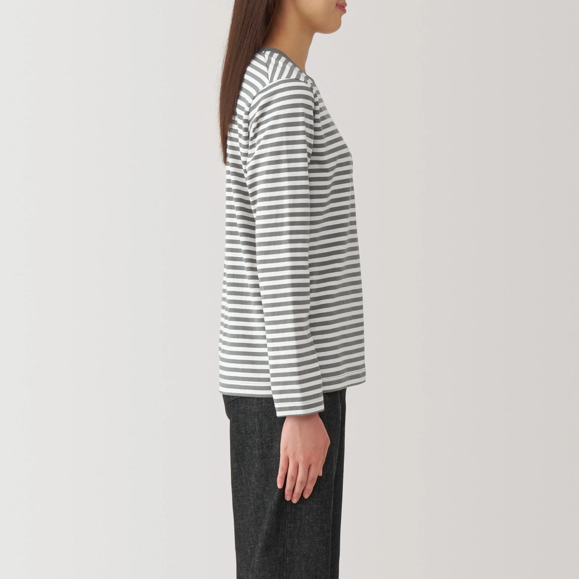 Women's Jersey Crew Neck Long Sleeve Striped T-Shirt - Image 5