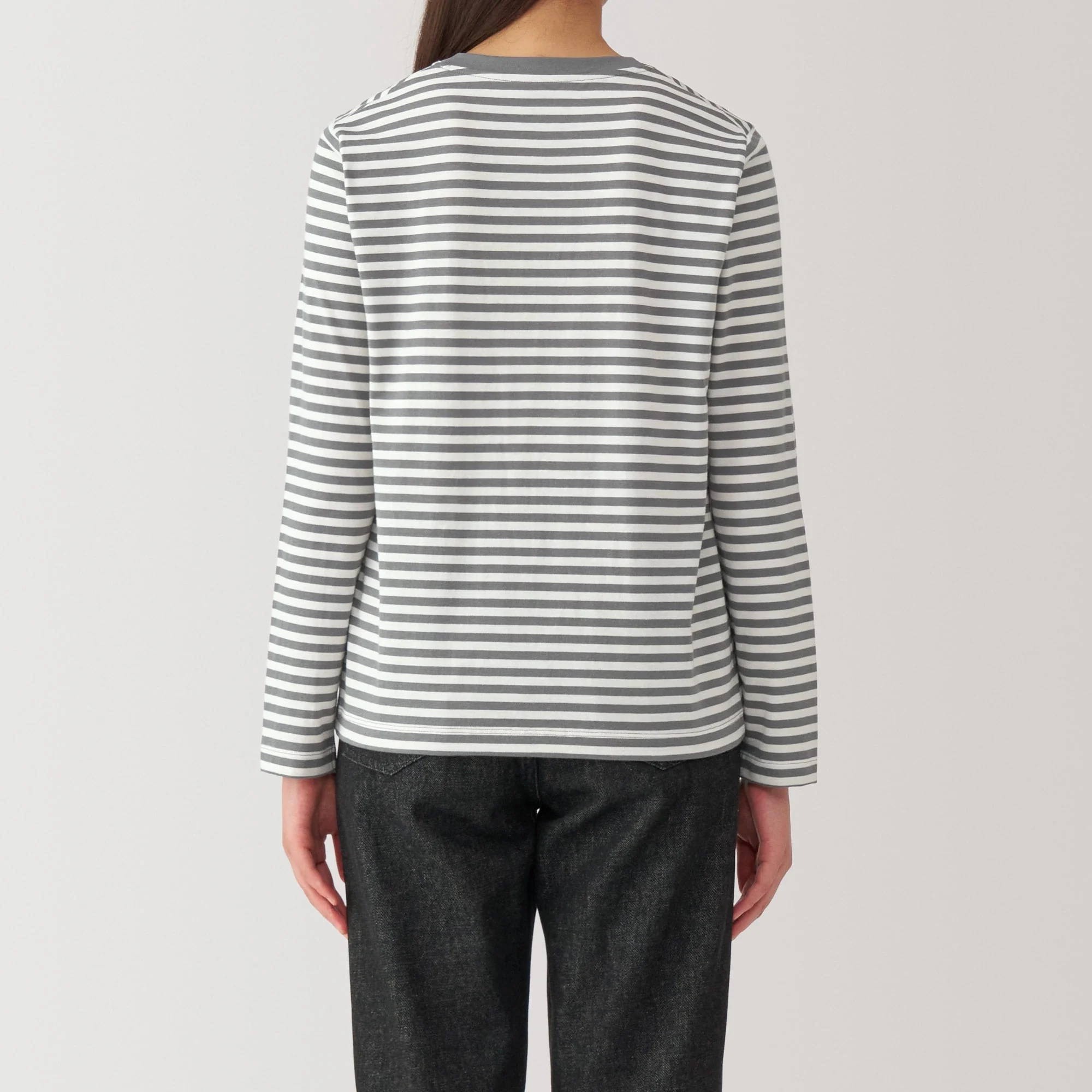 Women's Jersey Crew Neck Long Sleeve Striped T-Shirt - Image 6