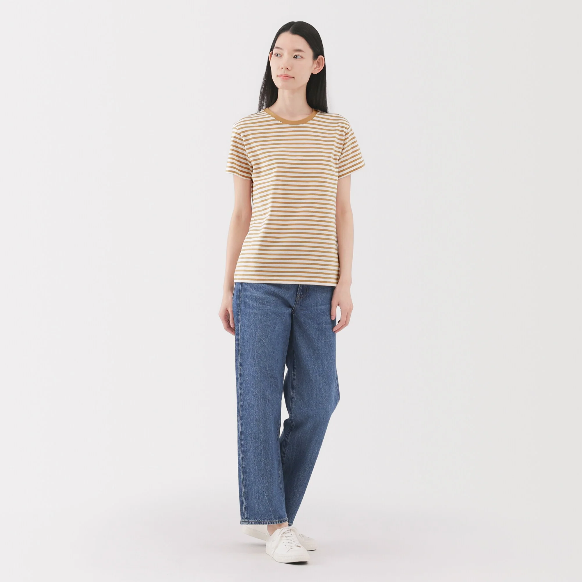 Women's Jersey Crew Neck Short Sleeve Striped T-Shirt - Image 12