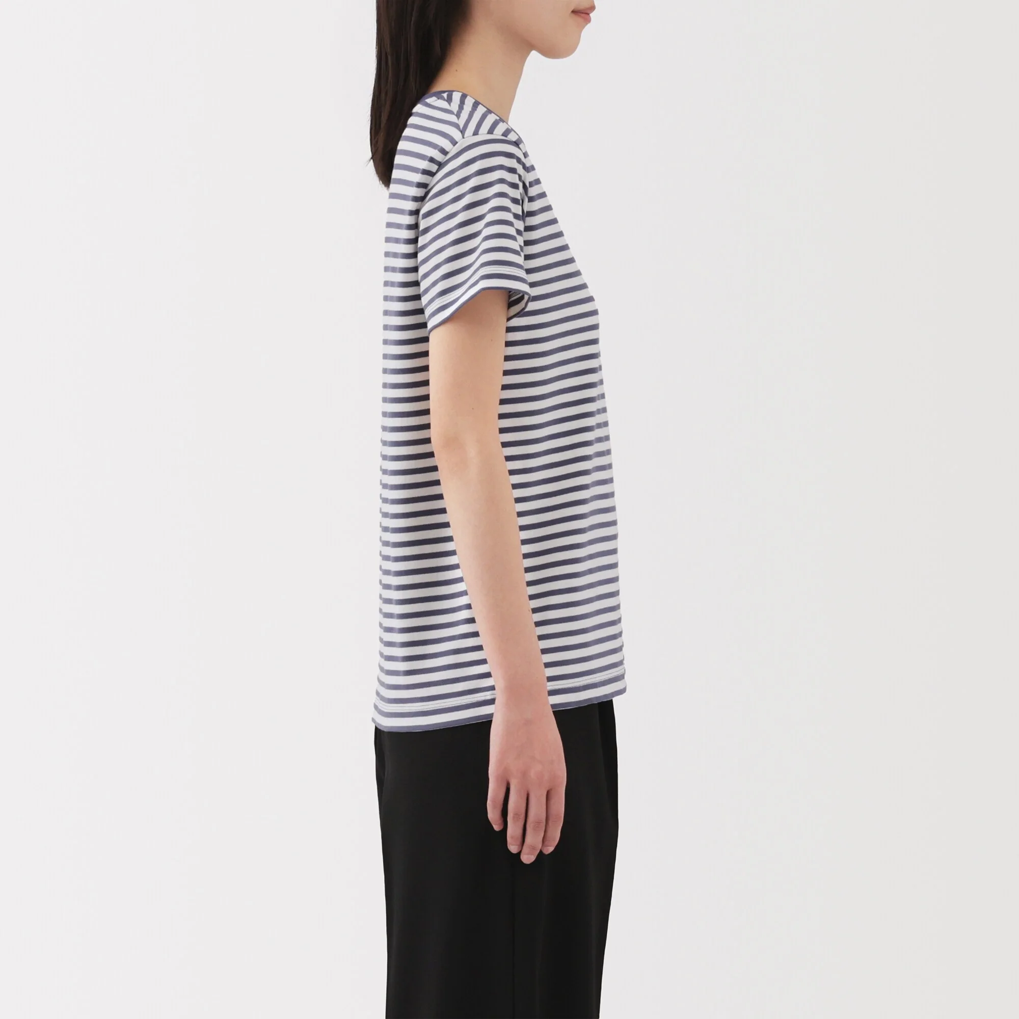 Women's Jersey Crew Neck Short Sleeve Striped T-Shirt - Image 21