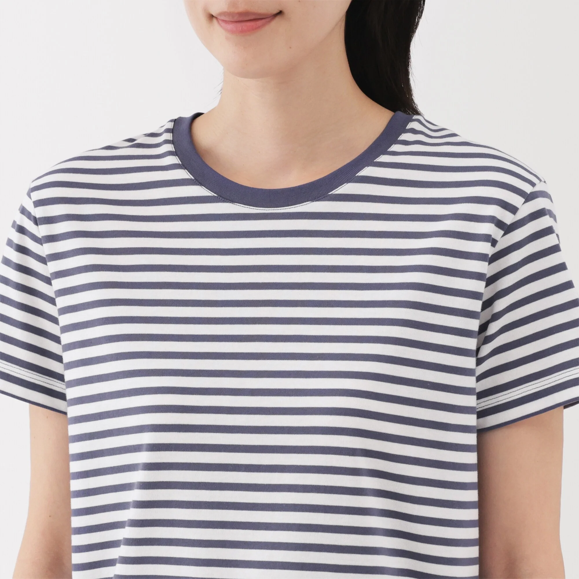 Women's Jersey Crew Neck Short Sleeve Striped T-Shirt - Image 23