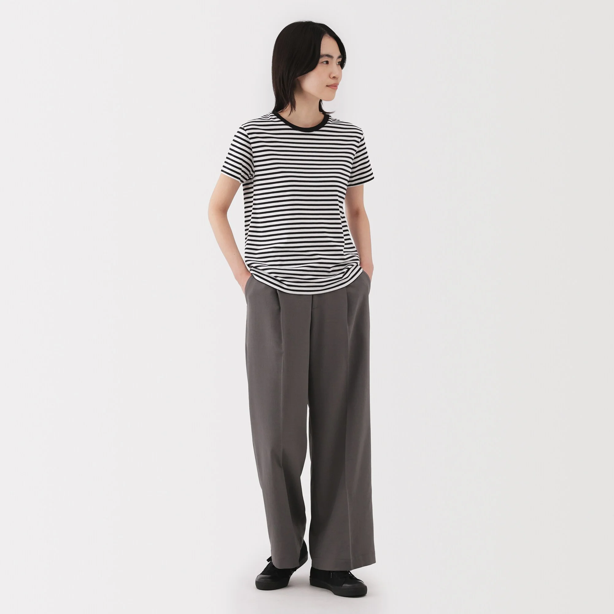 Women's Jersey Crew Neck Short Sleeve Striped T-Shirt - Image 4
