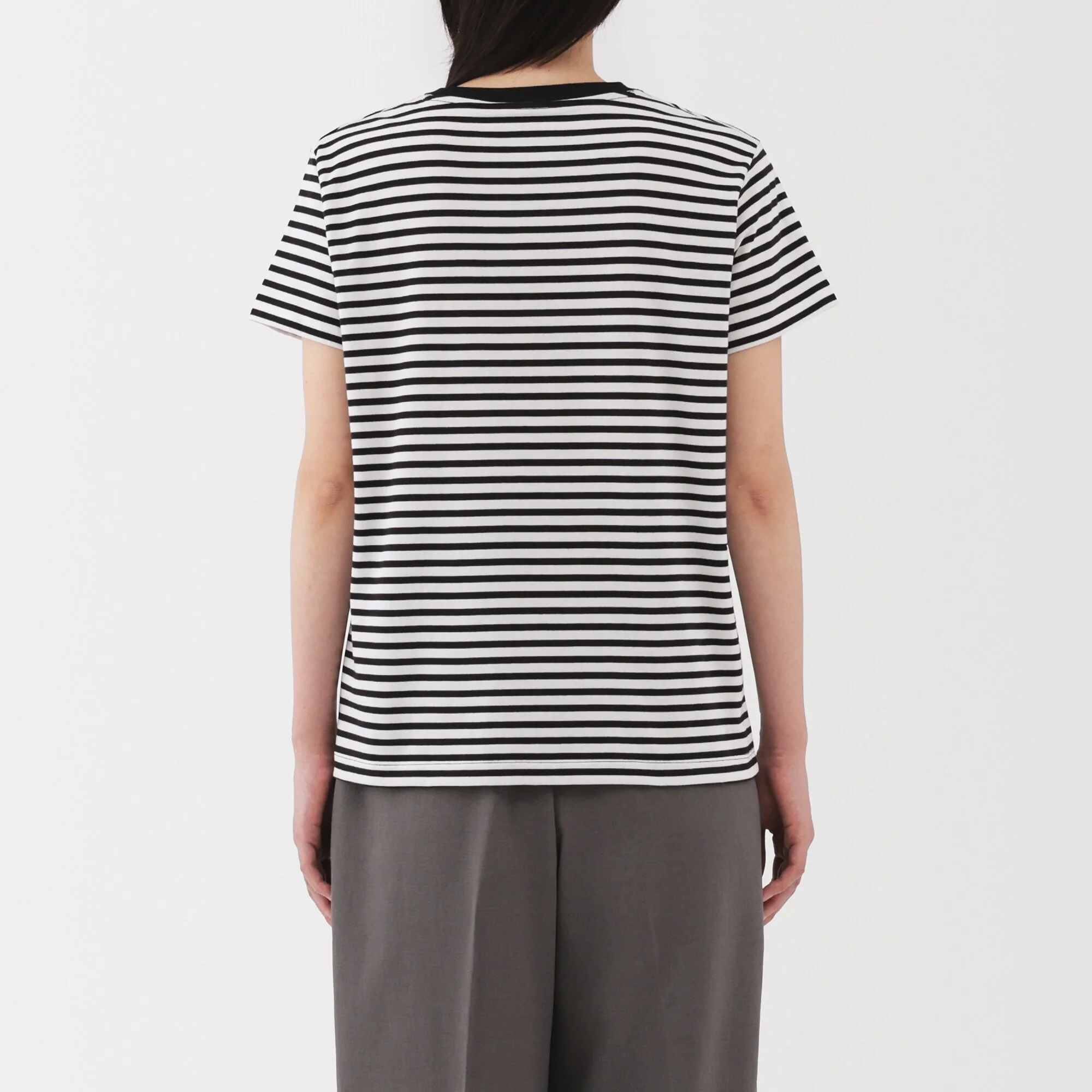 Women's Jersey Crew Neck Short Sleeve Striped T-Shirt - Image 6