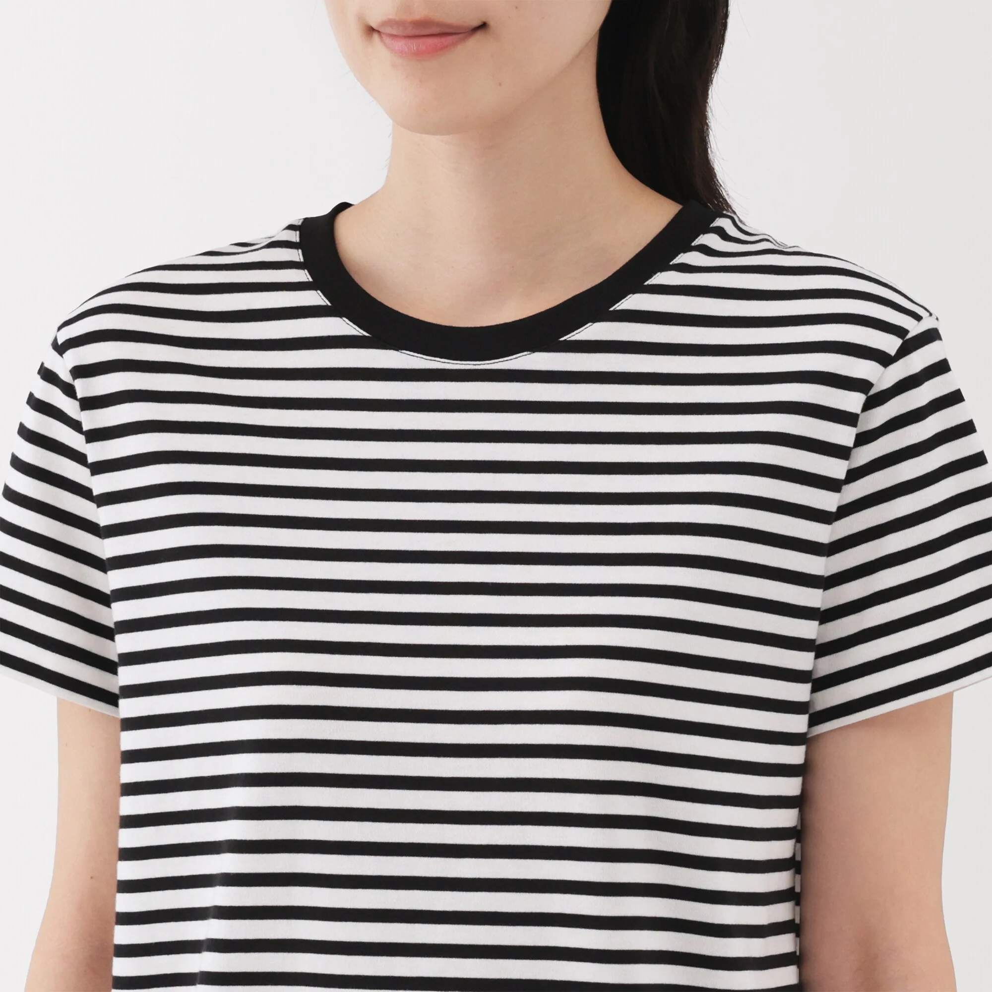Women's Jersey Crew Neck Short Sleeve Striped T-Shirt - Image 7
