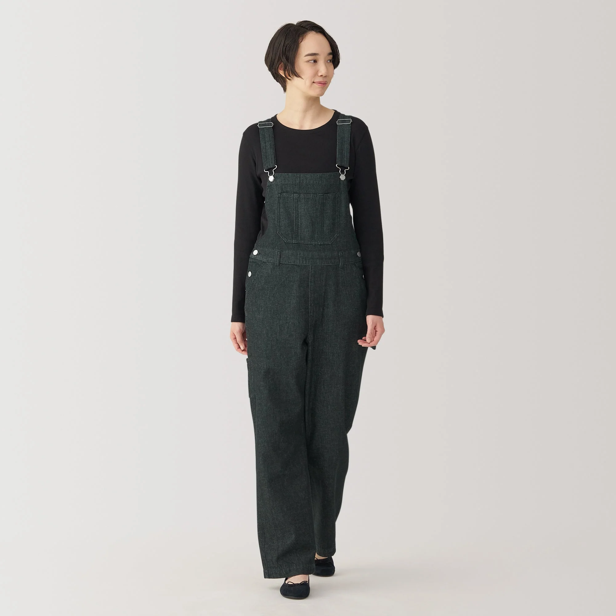 Women Kapok Blend Denim Overalls - Image 3