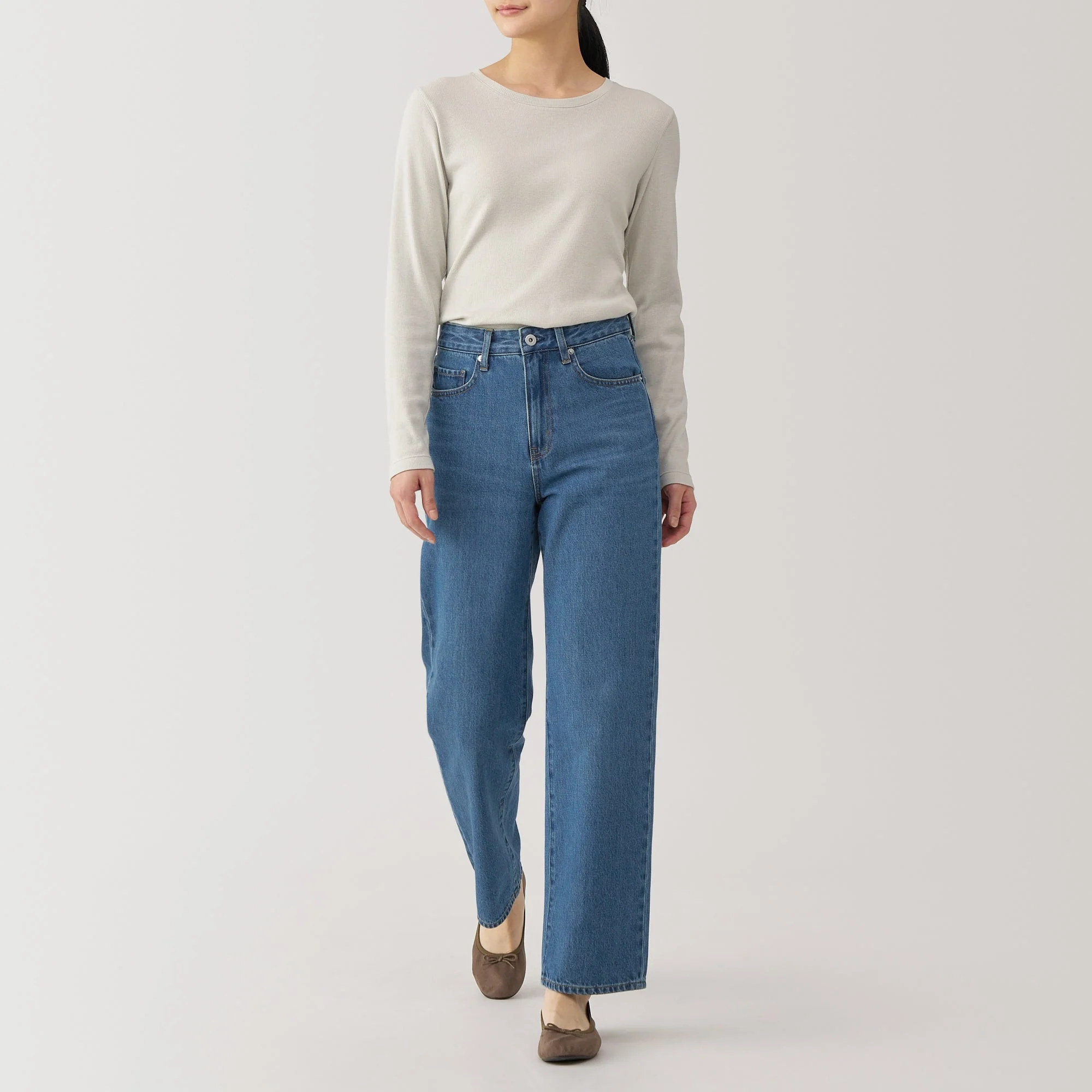 Women's Kapok Blend Denim Straight Pants