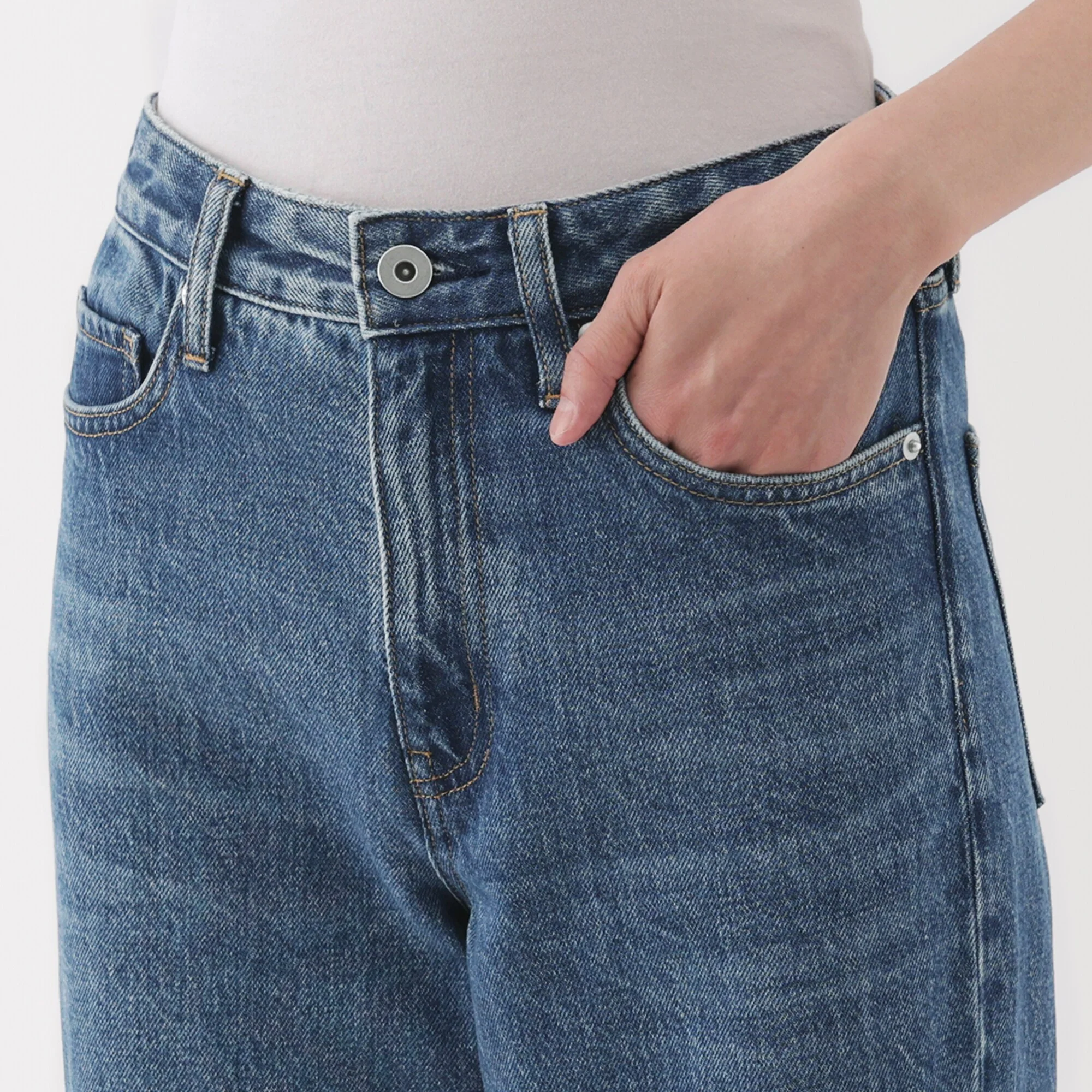 Kapok Blend Denim Straight Pants - Image 7