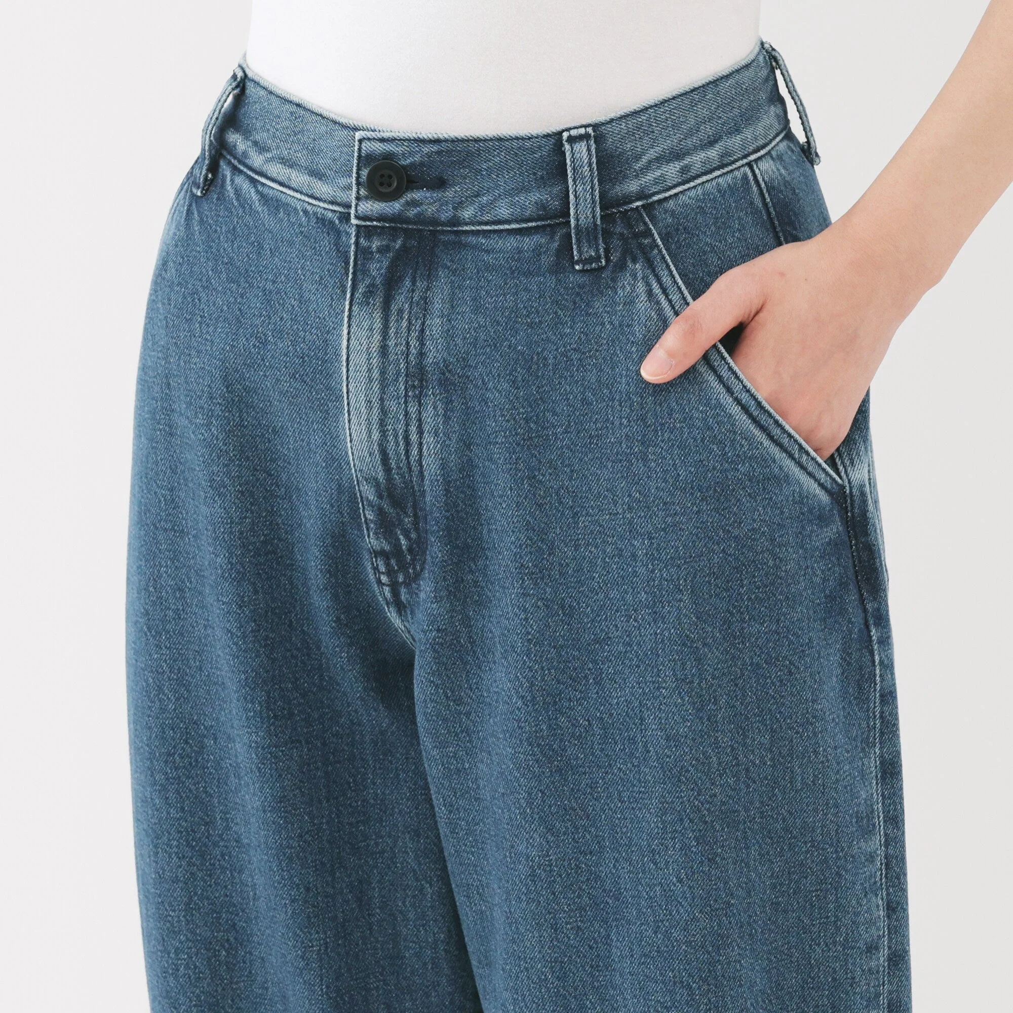 Women's Kapok Blend Denim Wide Tapered Pants - Image 16
