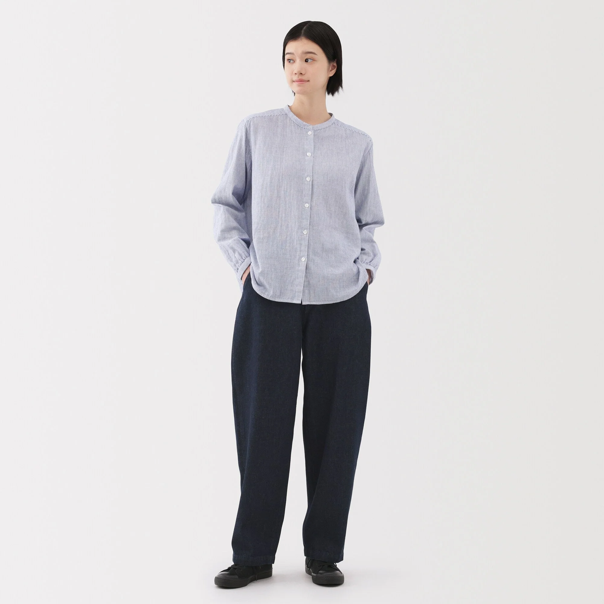 Women's Kapok Blend Denim Wide Tapered Pants - Image 4