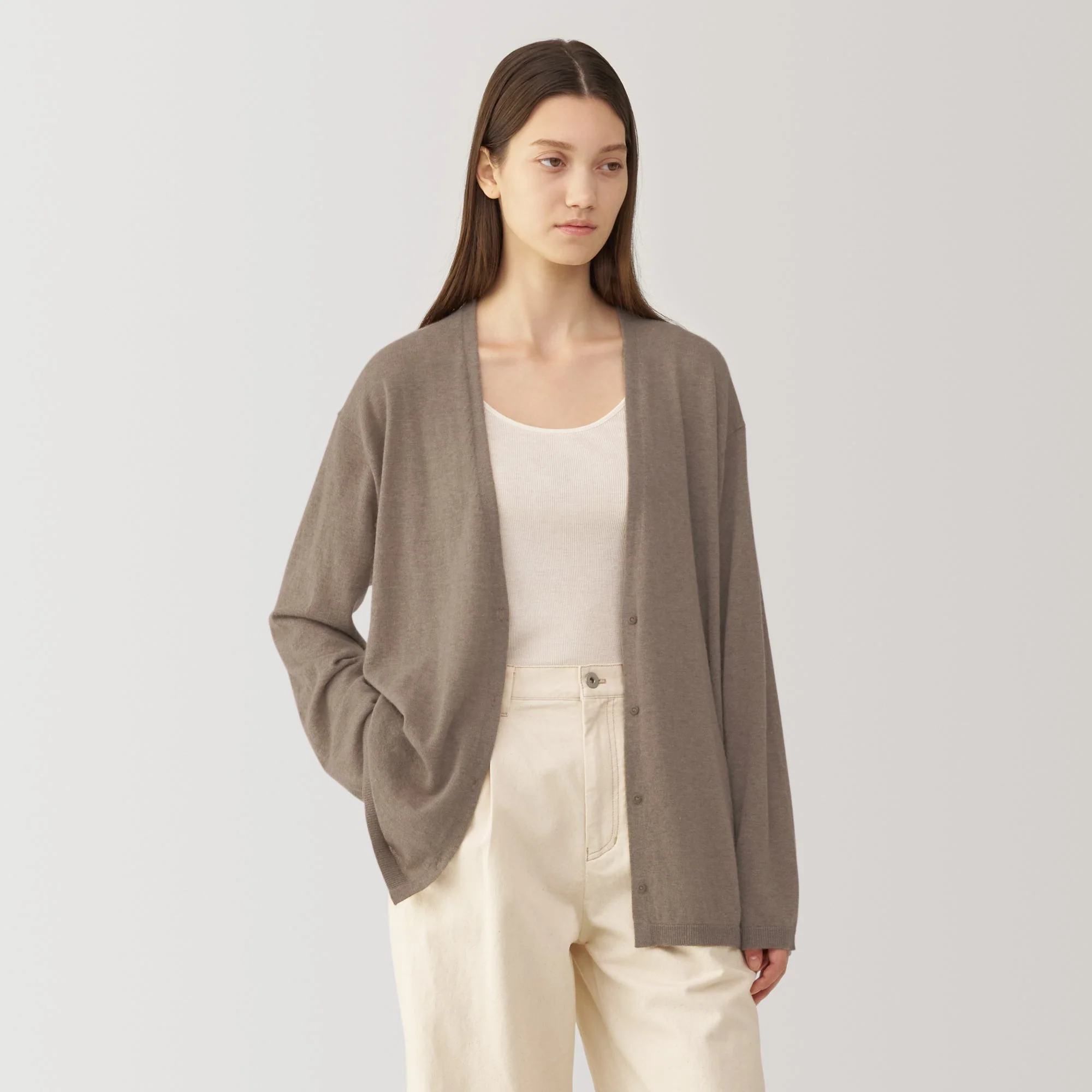 Labo Women's Natural Cashmere V Neck Cardigan - Image 2