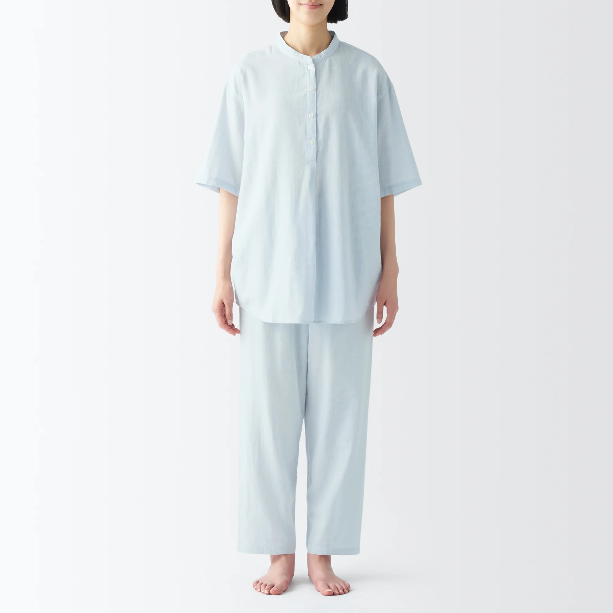 Women's Side Seamless Lightweight Gauze 1/2 Sleeve Pajamas - Image 15