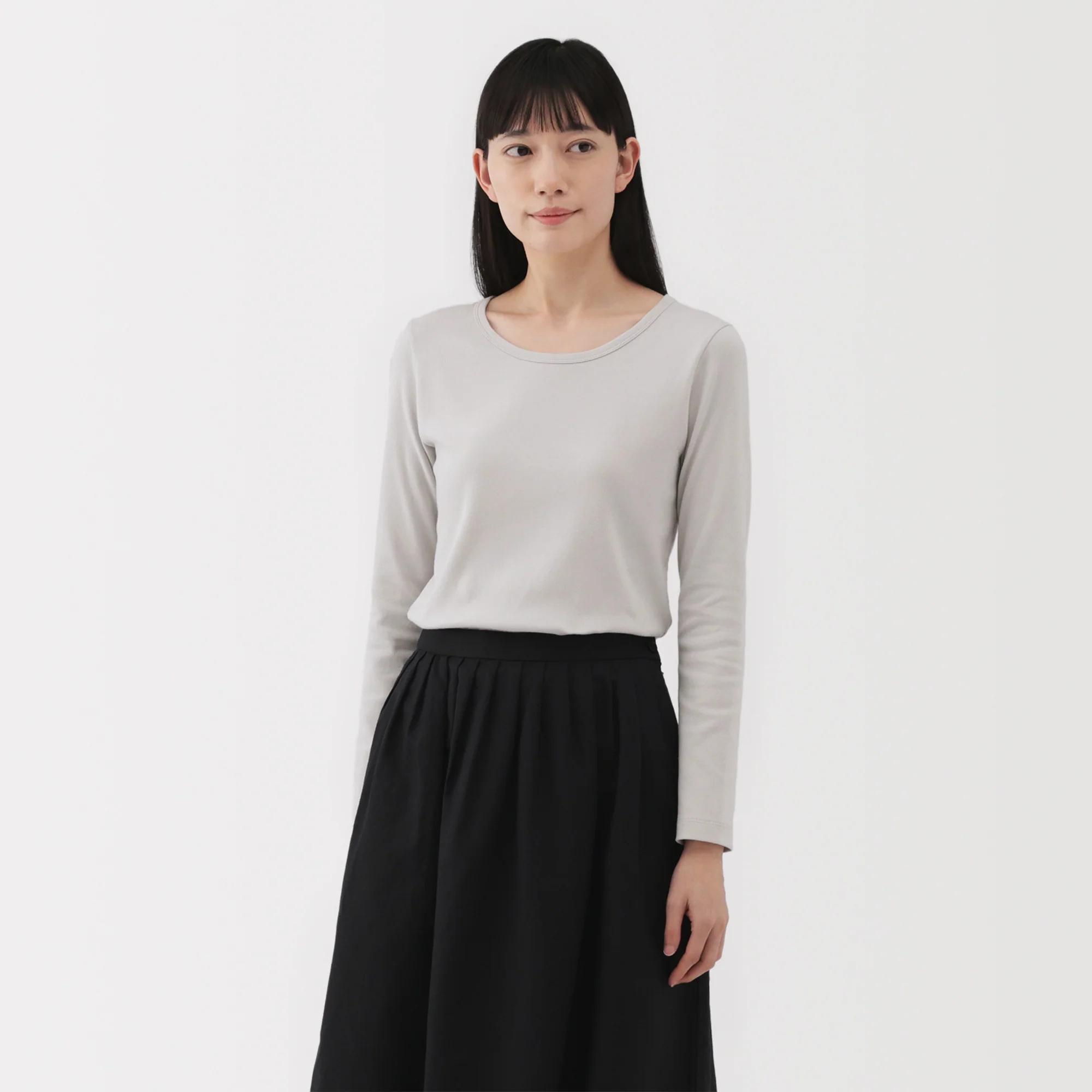 Women's Stretch Ribbed Crew Neck Long Sleeve T-Shirt - Image 30