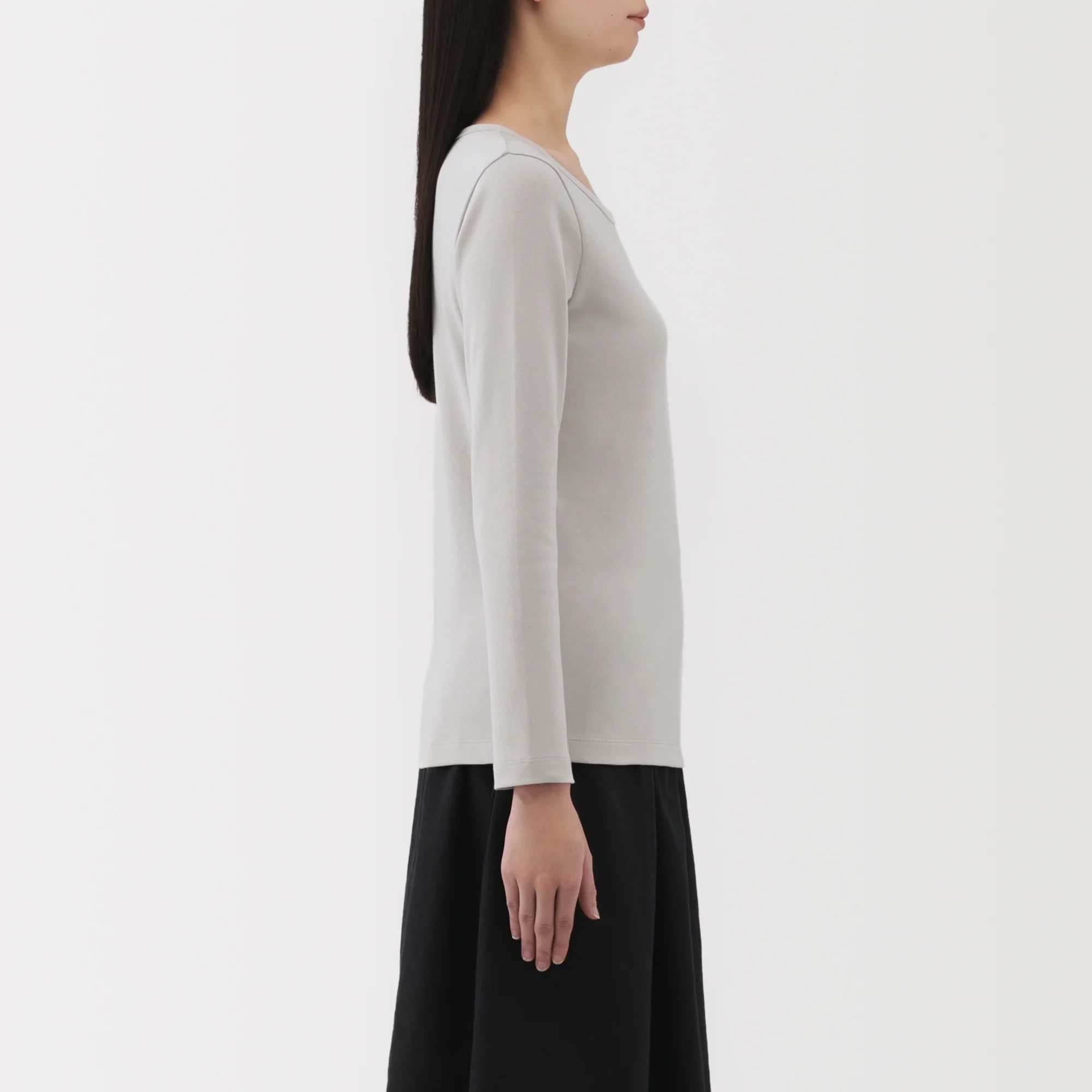 Women's Stretch Ribbed Crew Neck Long Sleeve T-Shirt - Image 32