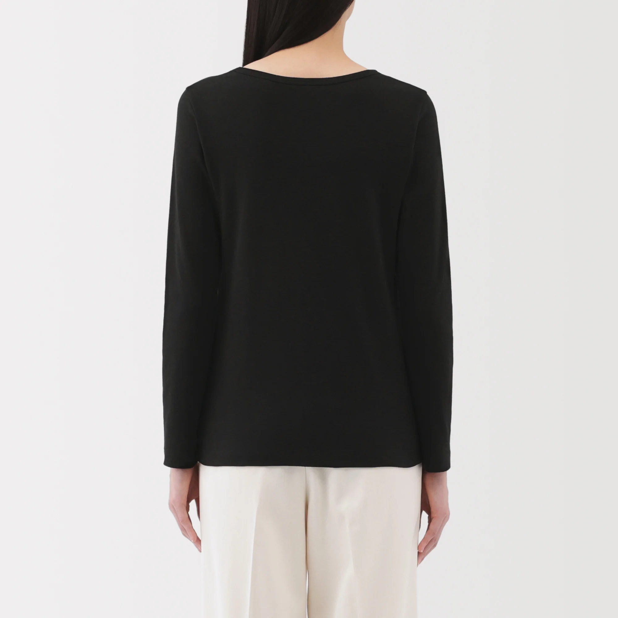 Women's Stretch Ribbed Crew Neck Long Sleeve T-Shirt - Image 6