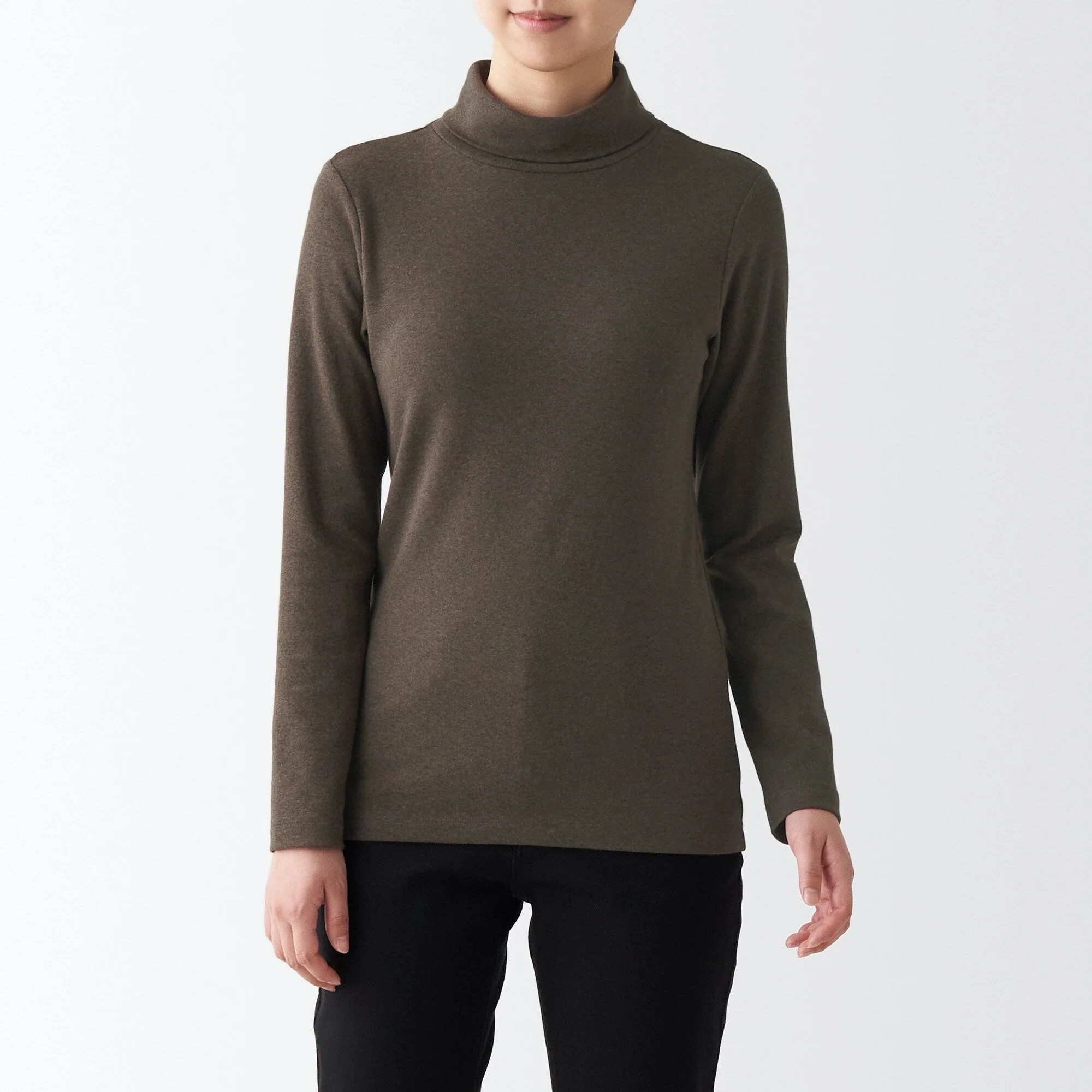 Women's Stretch Ribbed Turtle Neck Long Sleeve T-Shirt - Image 3
