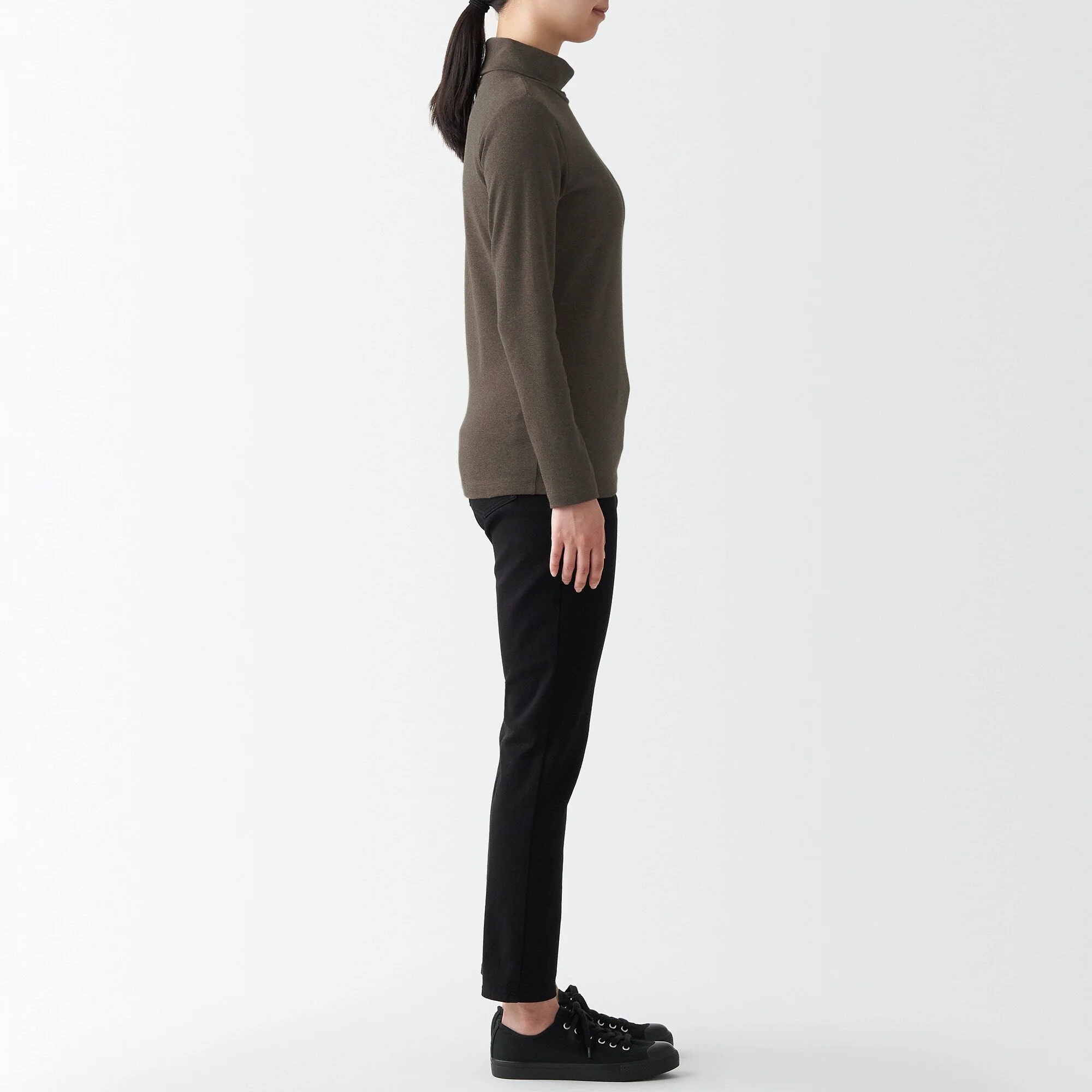 Women's Stretch Ribbed Turtle Neck Long Sleeve T-Shirt - Image 4
