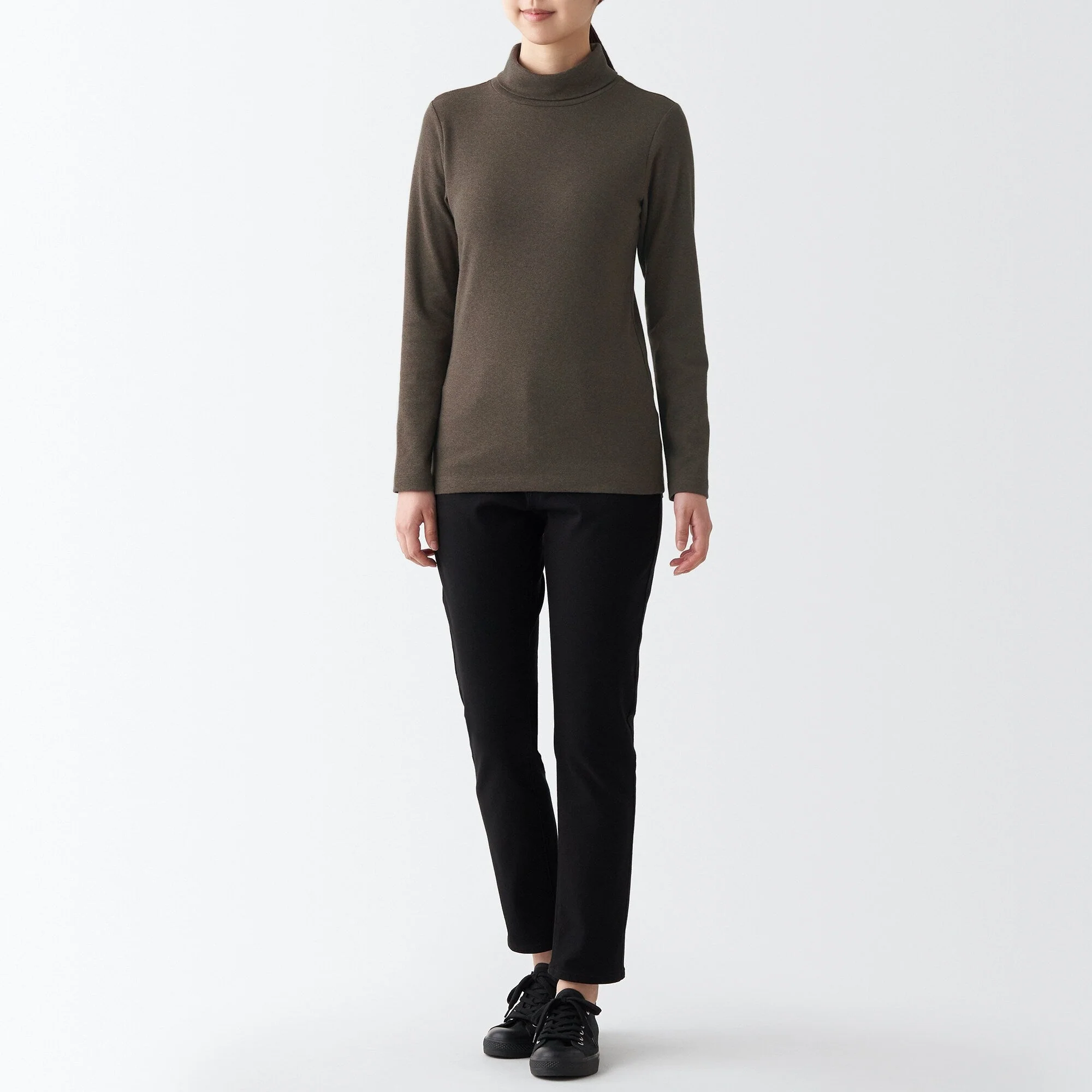 Women's Stretch Ribbed Turtle Neck Long Sleeve T-Shirt - Image 7