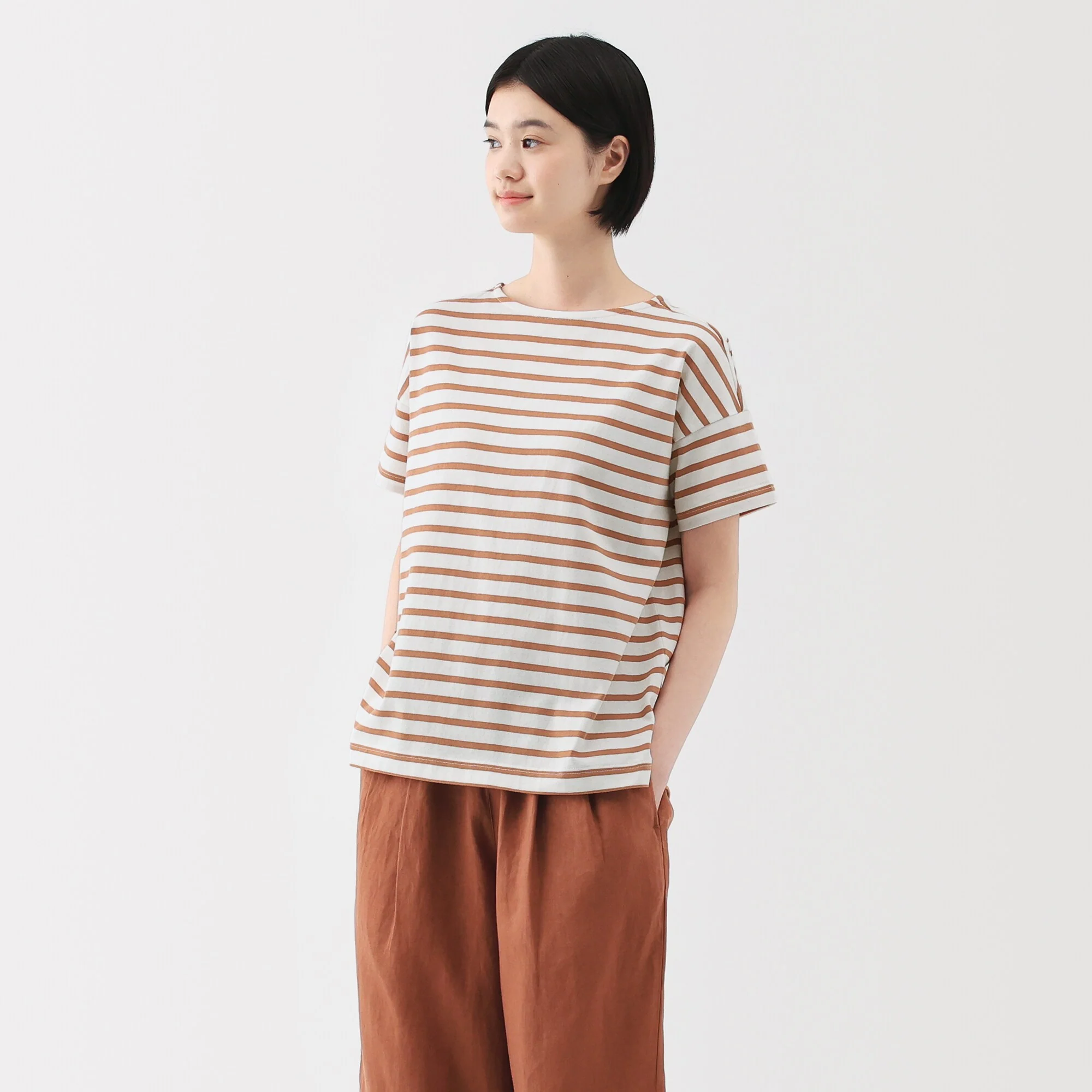 Women's Striped Boat Neck Short Sleeve T-Shirt - Image 11
