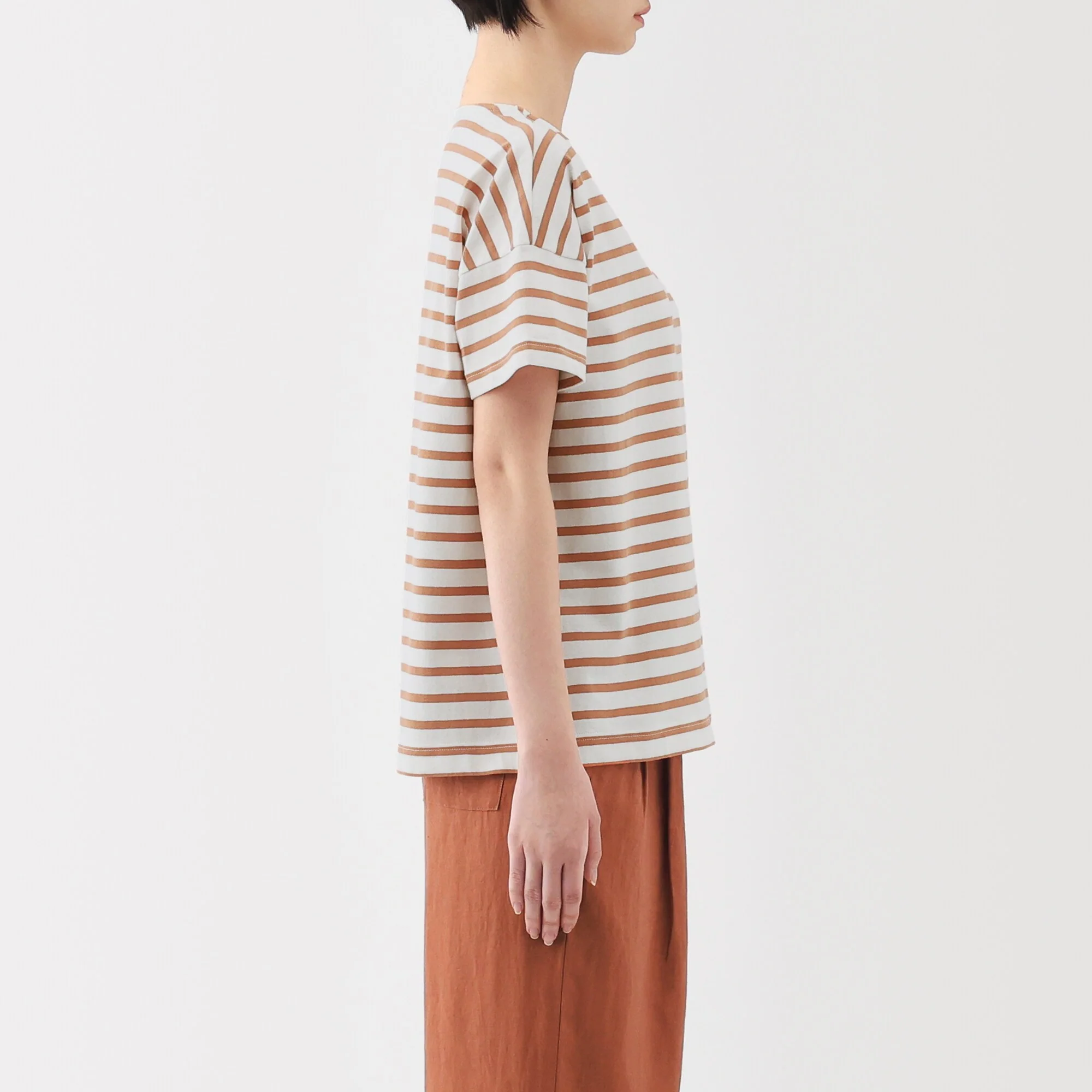 Women's Striped Boat Neck Short Sleeve T-Shirt - Image 13