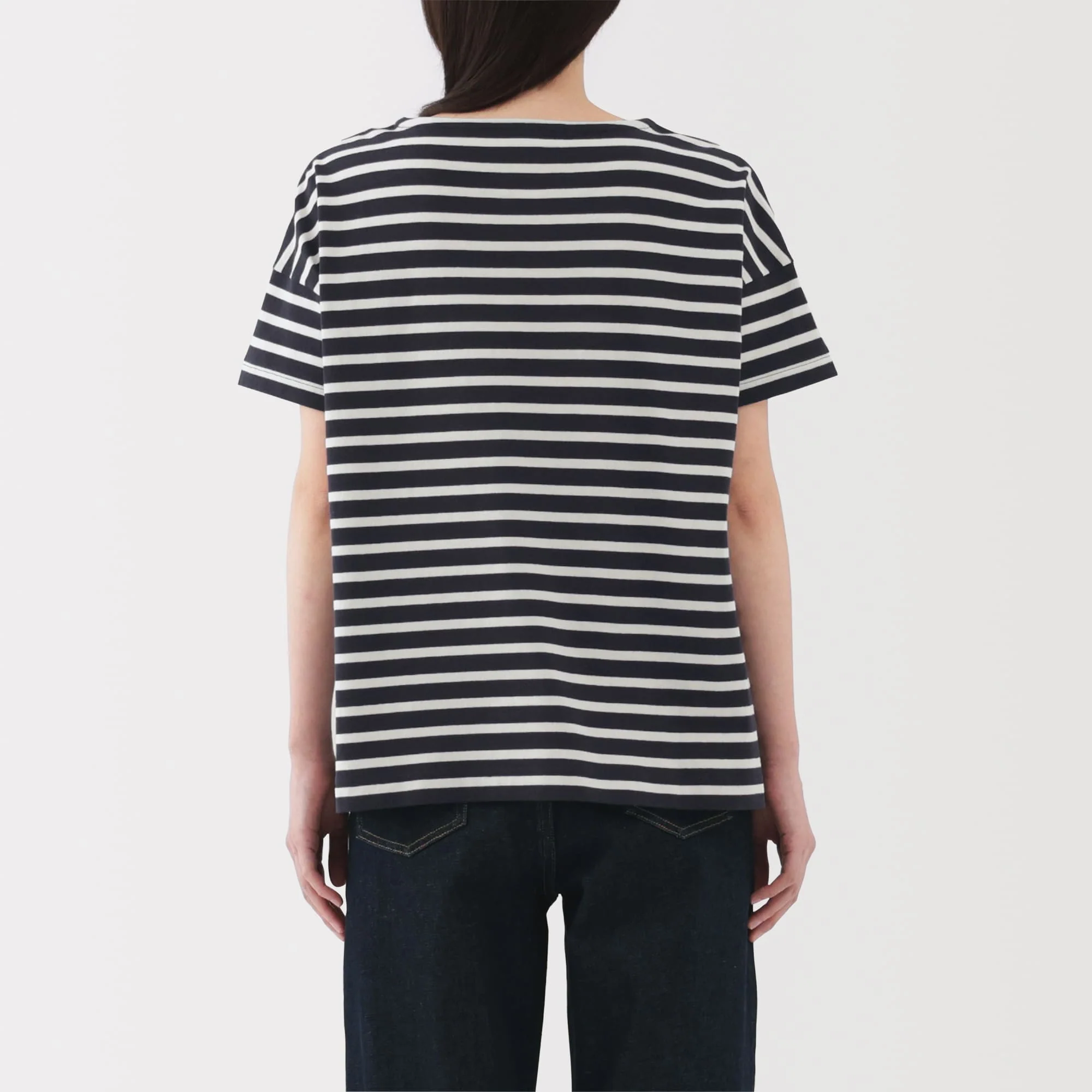 Women's Striped Boat Neck Short Sleeve T-Shirt - Image 47