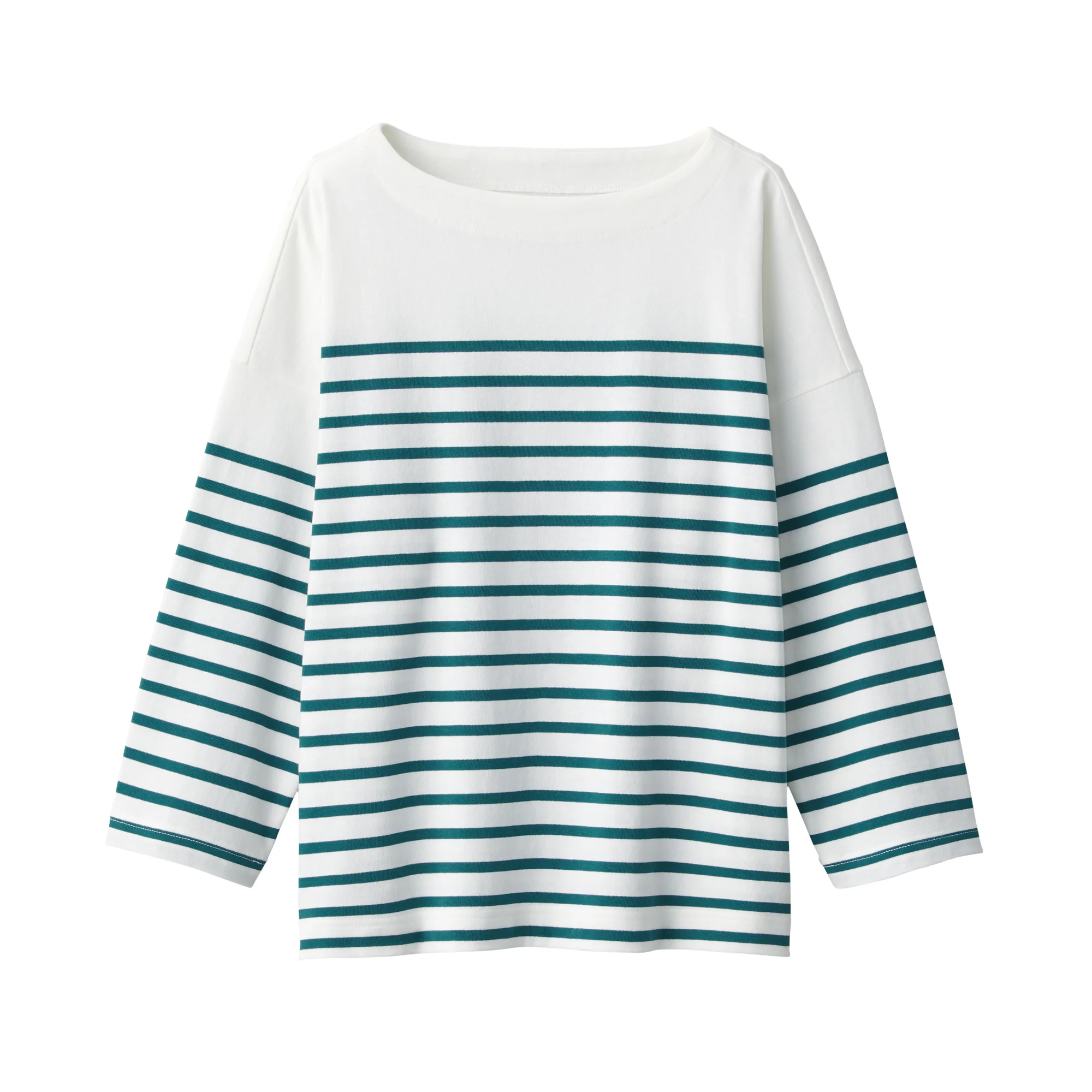Women's Striped Boatneck 3/4 Sleeve T-Shirt - Image 2