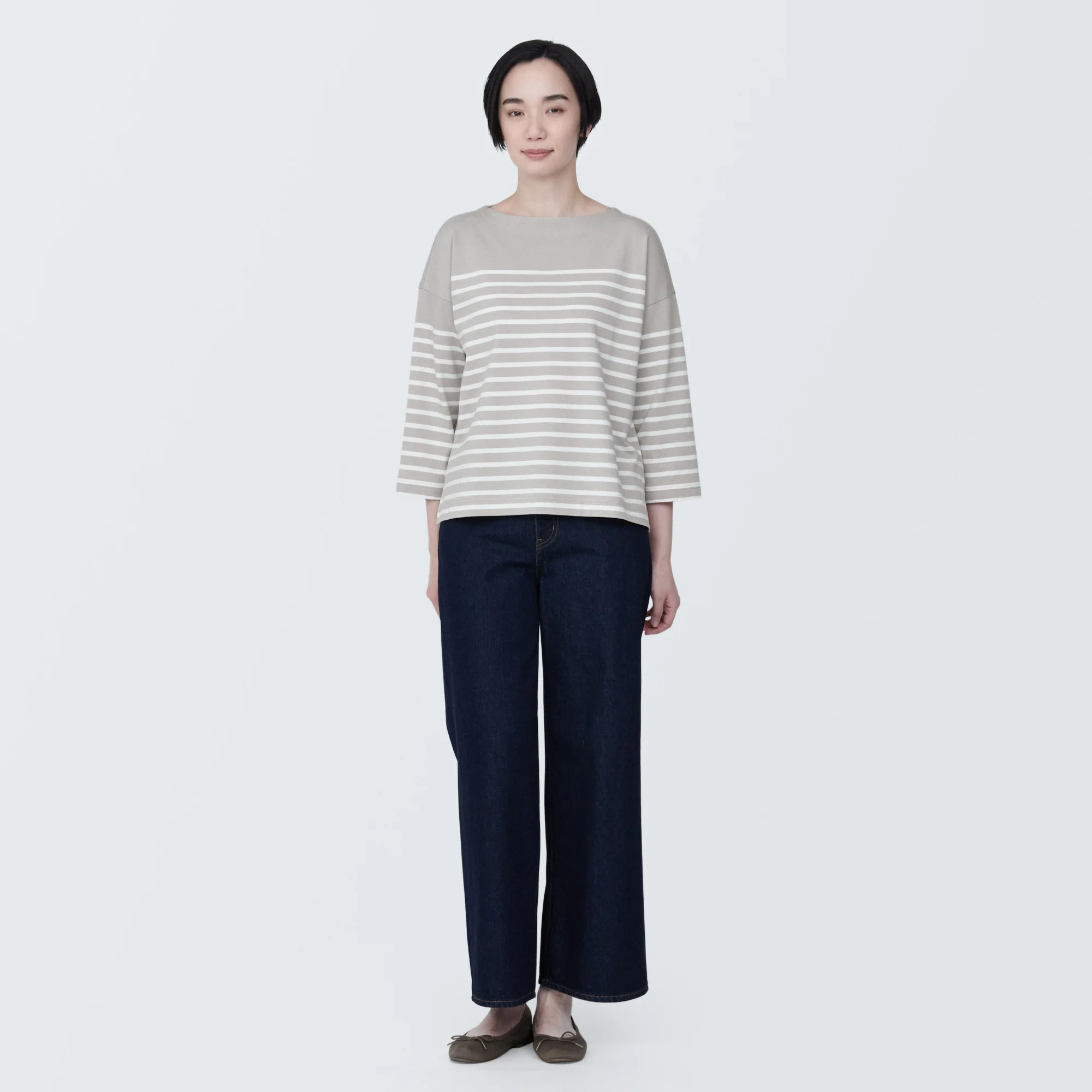 Women's Striped Boatneck 3/4 Sleeve T-Shirt - Image 20