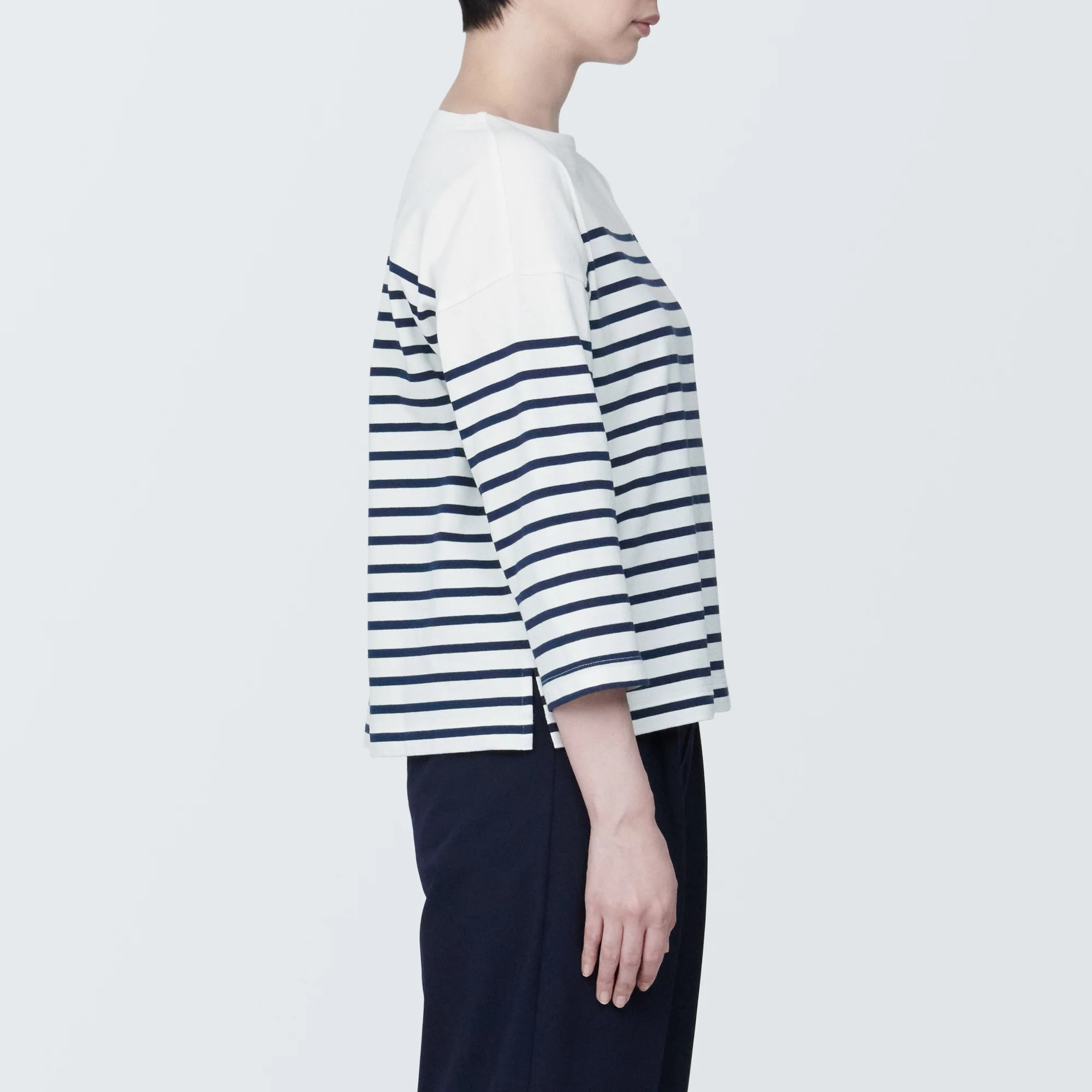 Women's Striped Boatneck 3/4 Sleeve T-Shirt - Image 37