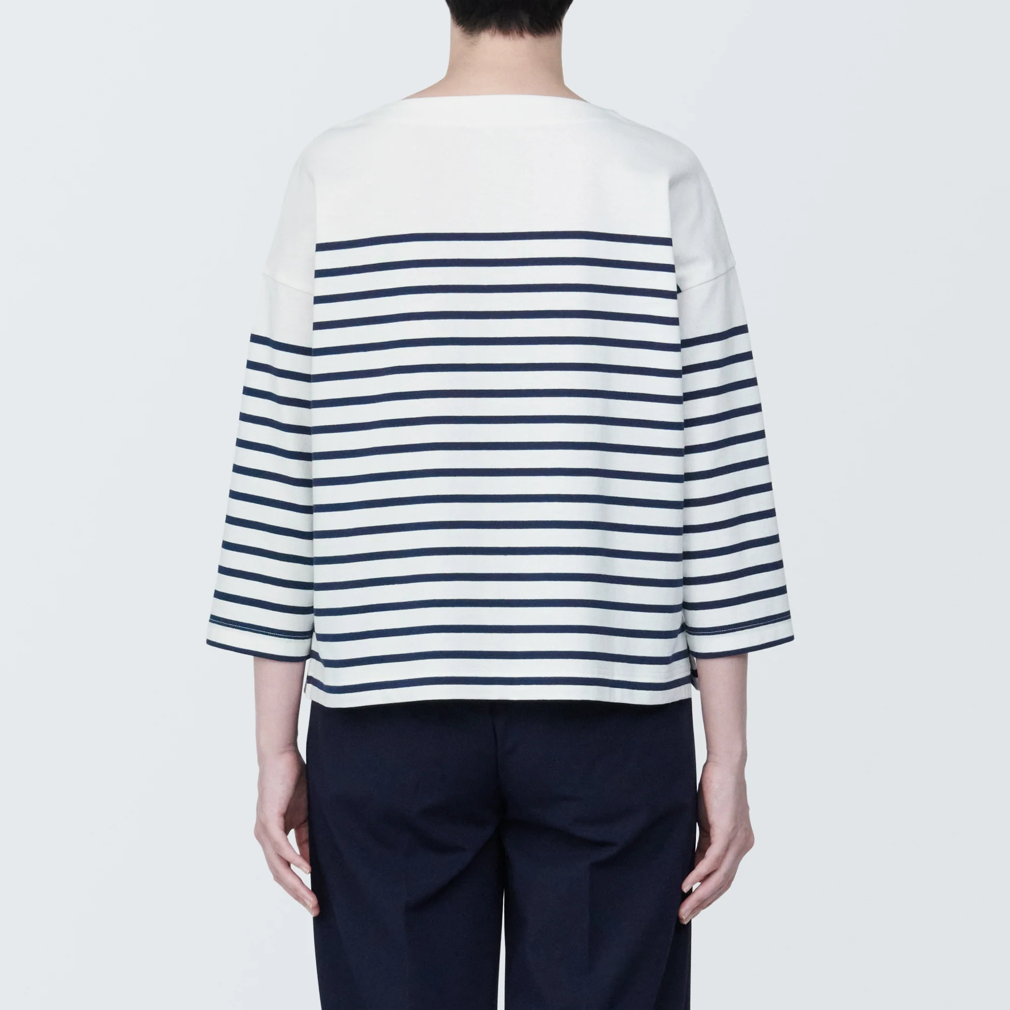 Women's Striped Boatneck 3/4 Sleeve T-Shirt - Image 38
