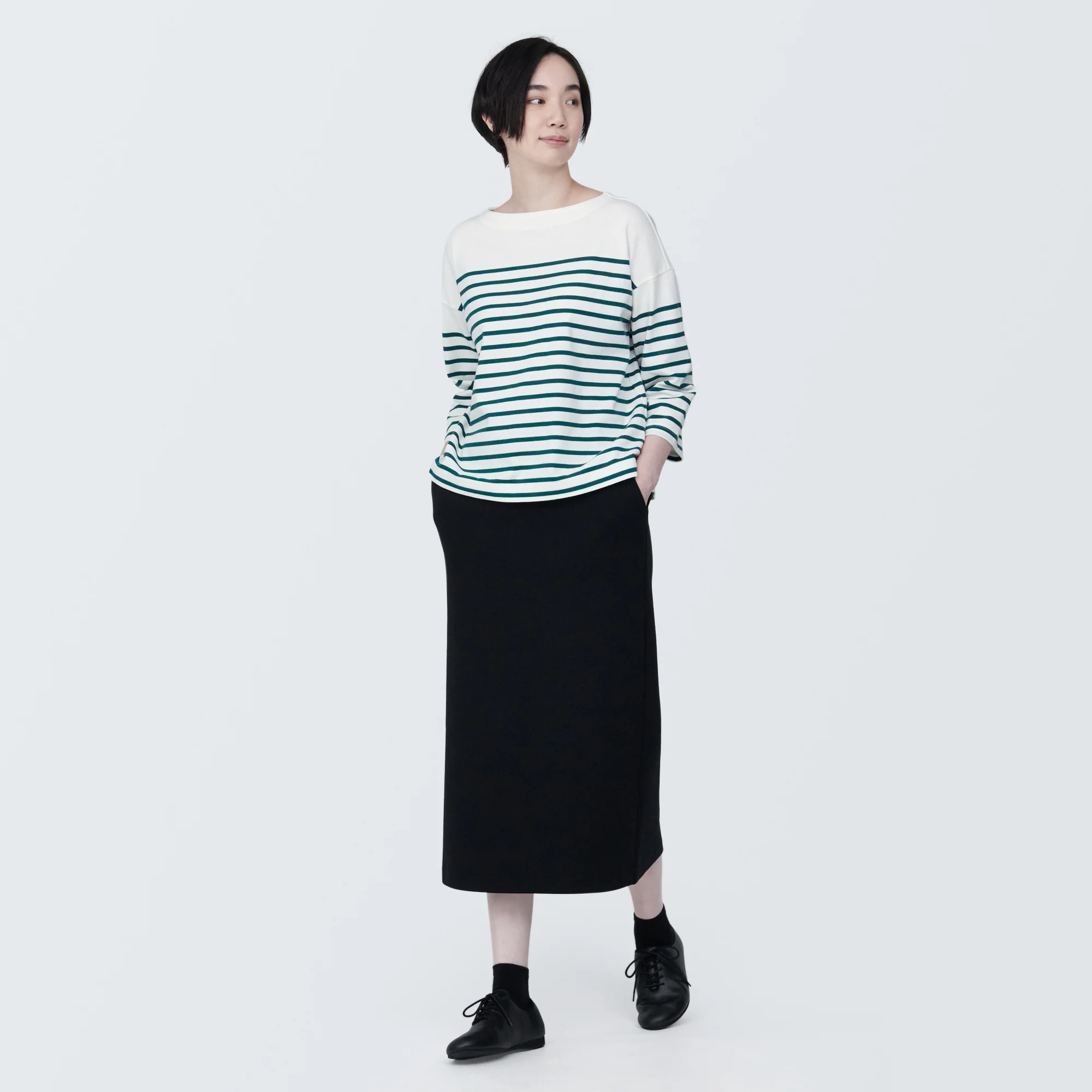 Women's Striped Boatneck 3/4 Sleeve T-Shirt - Image 4