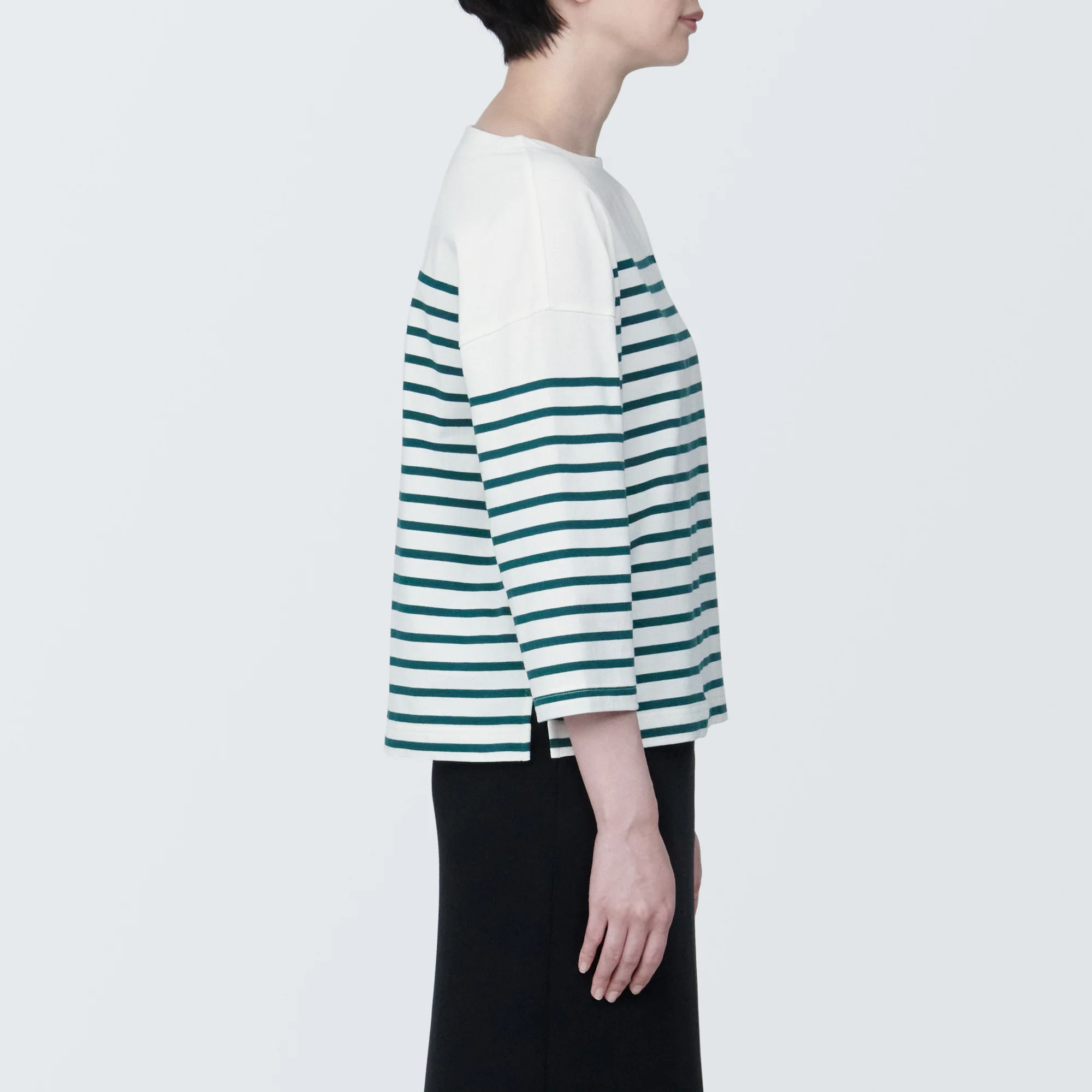 Women's Striped Boatneck 3/4 Sleeve T-Shirt - Image 5