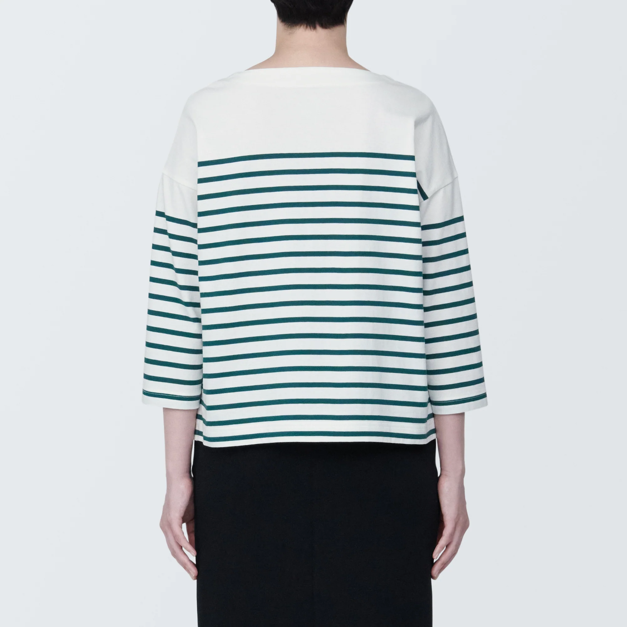 Women's Striped Boatneck 3/4 Sleeve T-Shirt - Image 6