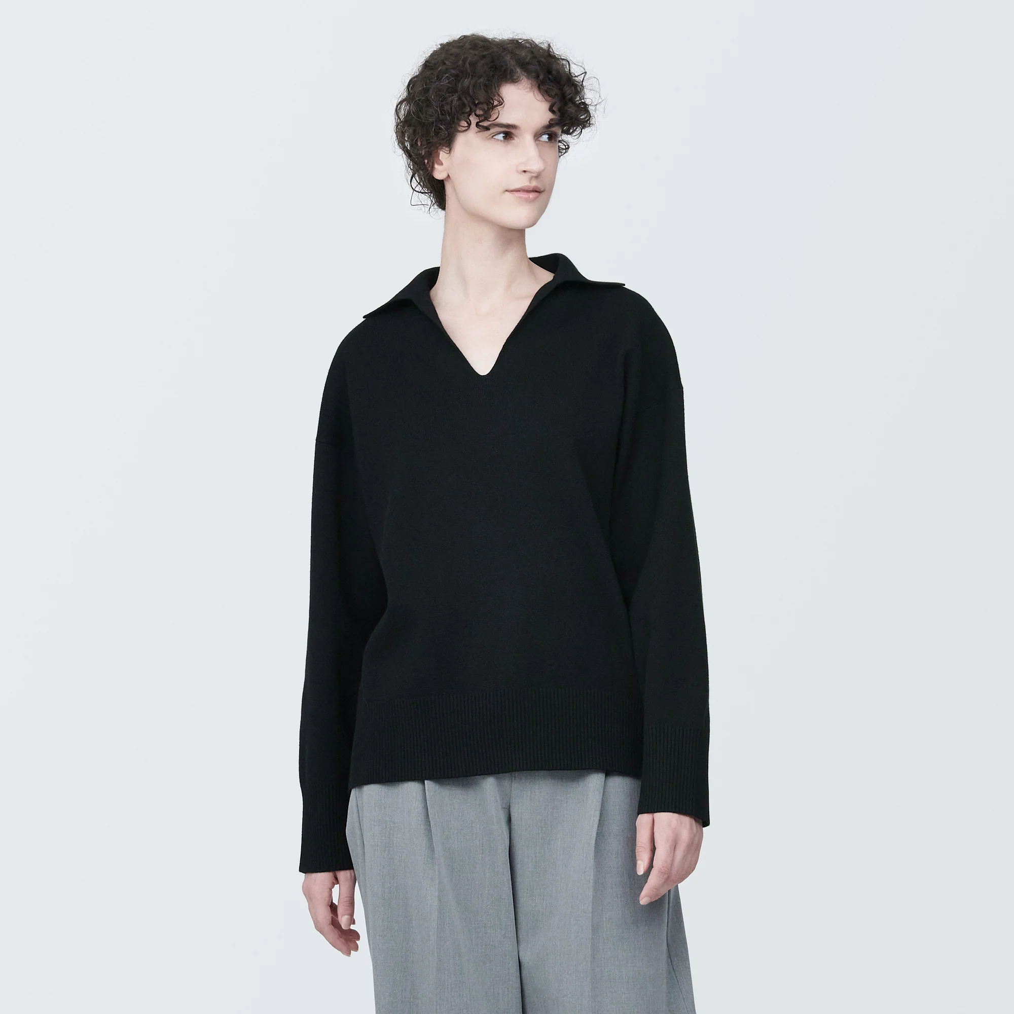 Women's Washable Milano Rib Knit Skipper Polo Sweater - Image 10