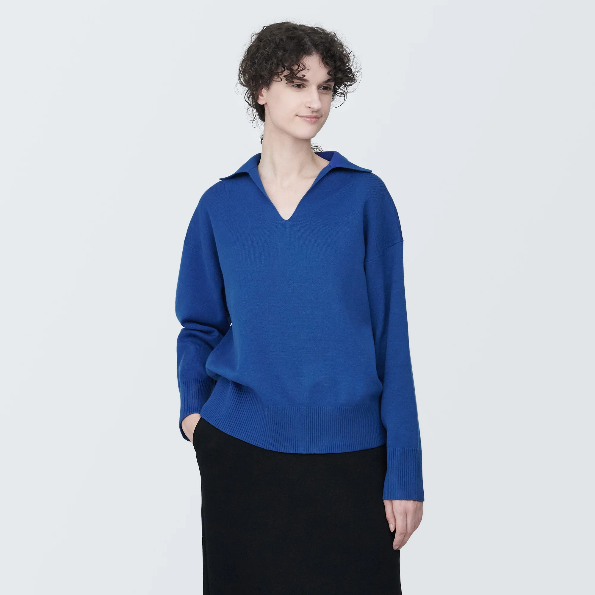 Women's Washable Milano Rib Knit Skipper Polo Sweater - Image 3