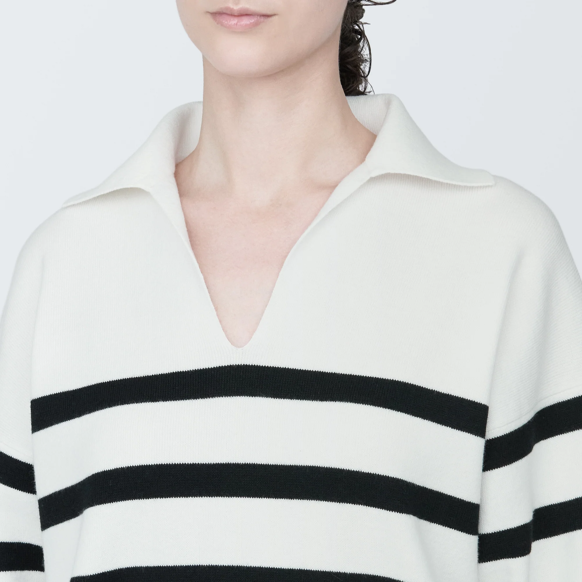 Women's Washable Milano Rib Knit Striped Skipper Polo Sweater - Image 14