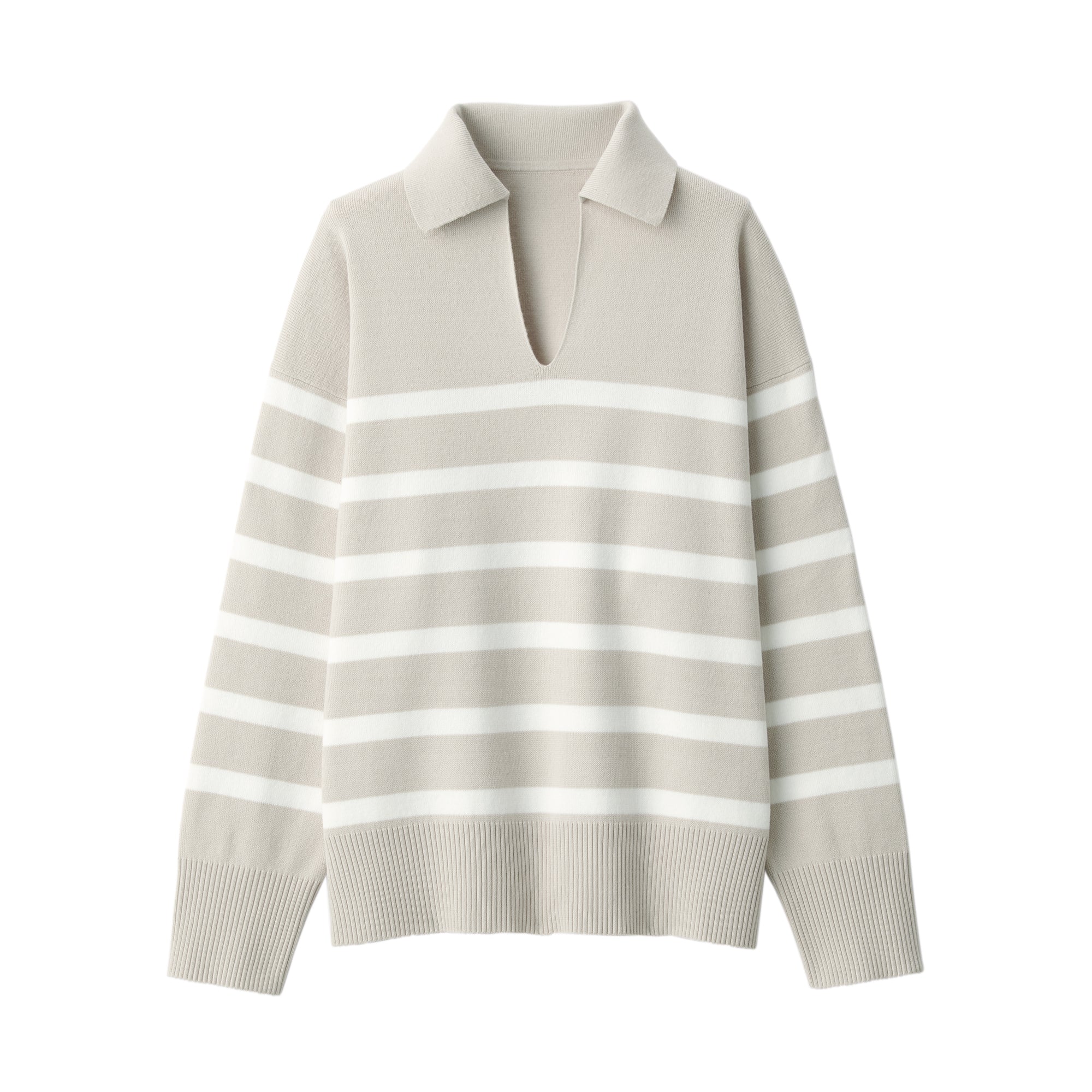 Women's Washable Milano Rib Knit Striped Skipper Polo Sweater - Image 2