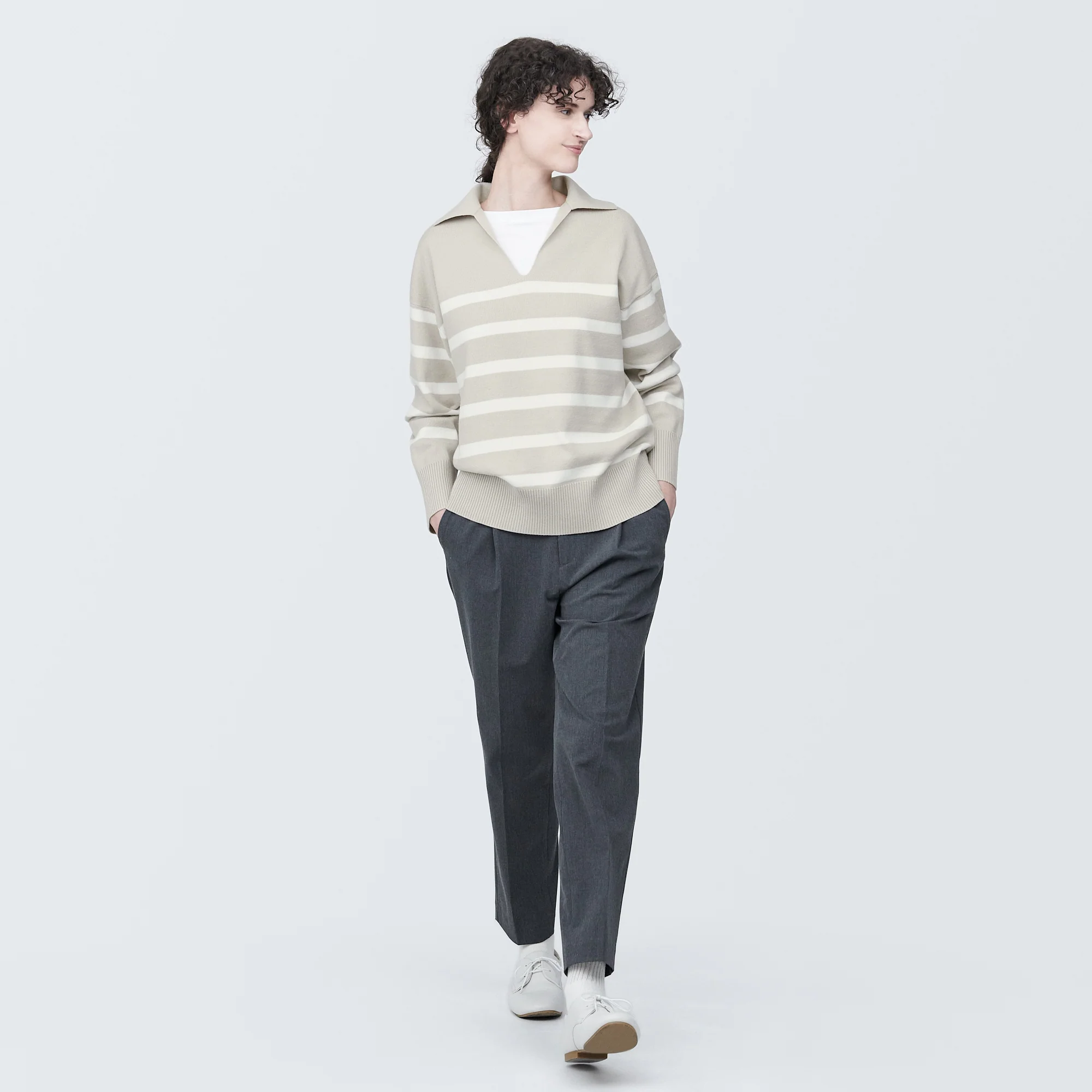 Women's Washable Milano Rib Knit Striped Skipper Polo Sweater - Image 4
